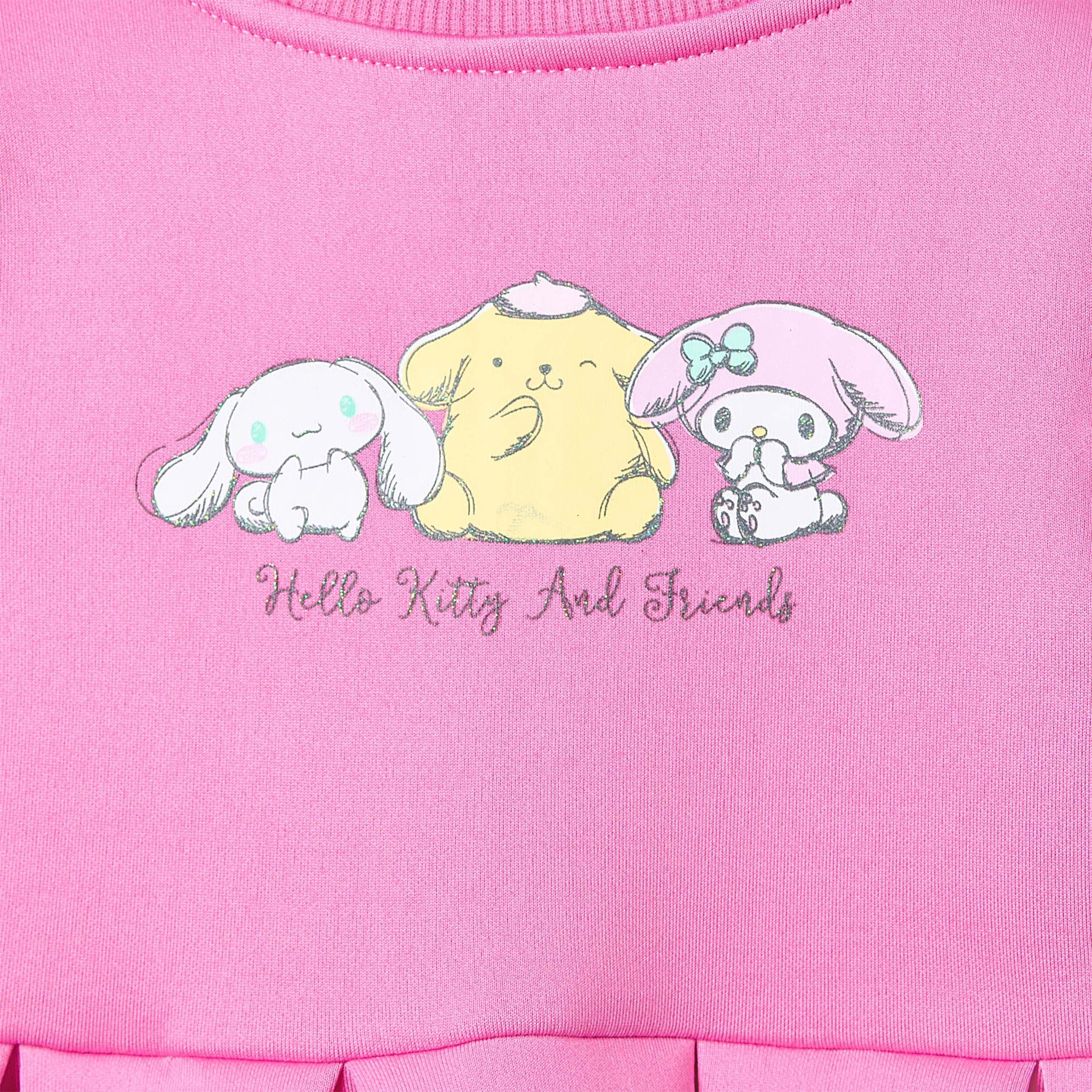 Sario Girls Pleated Dress and T-shirt Set with Hello Kitty Print - Cotton - Long Sleeves-baby-girls-clothing-setsandcoords-image-6