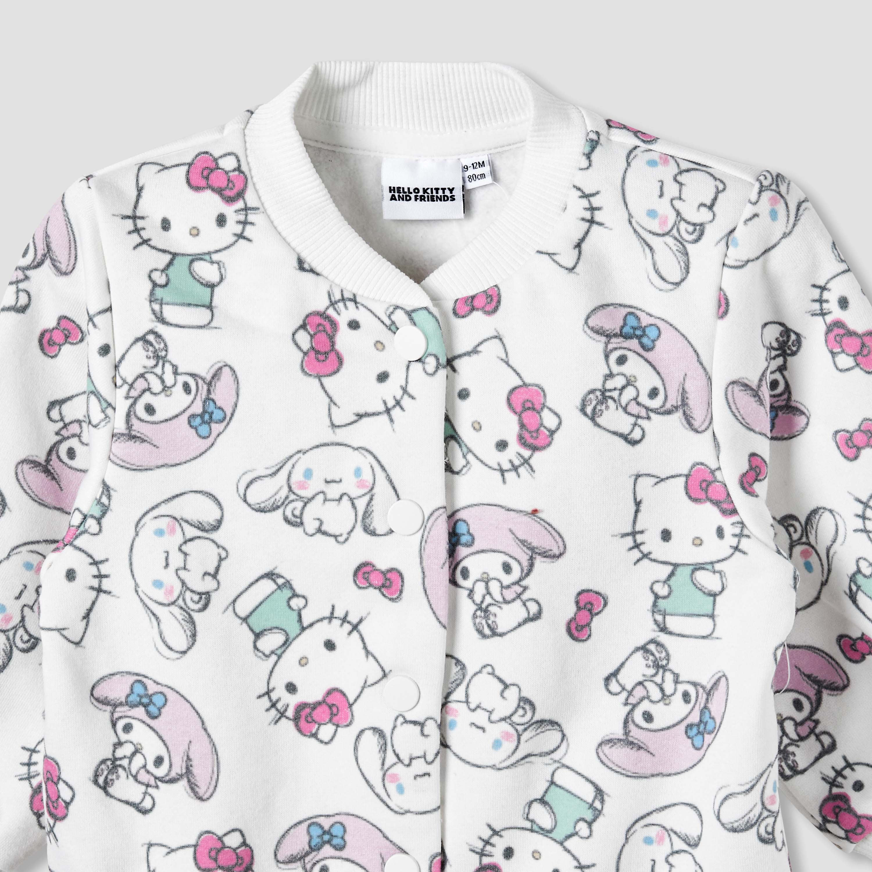 Set of 4 Sanrio Round Neck Long Sleeve Jacket and Skirt Set with Hello Kitty Print-baby-girls-clothing-setsandcoords-image-6
