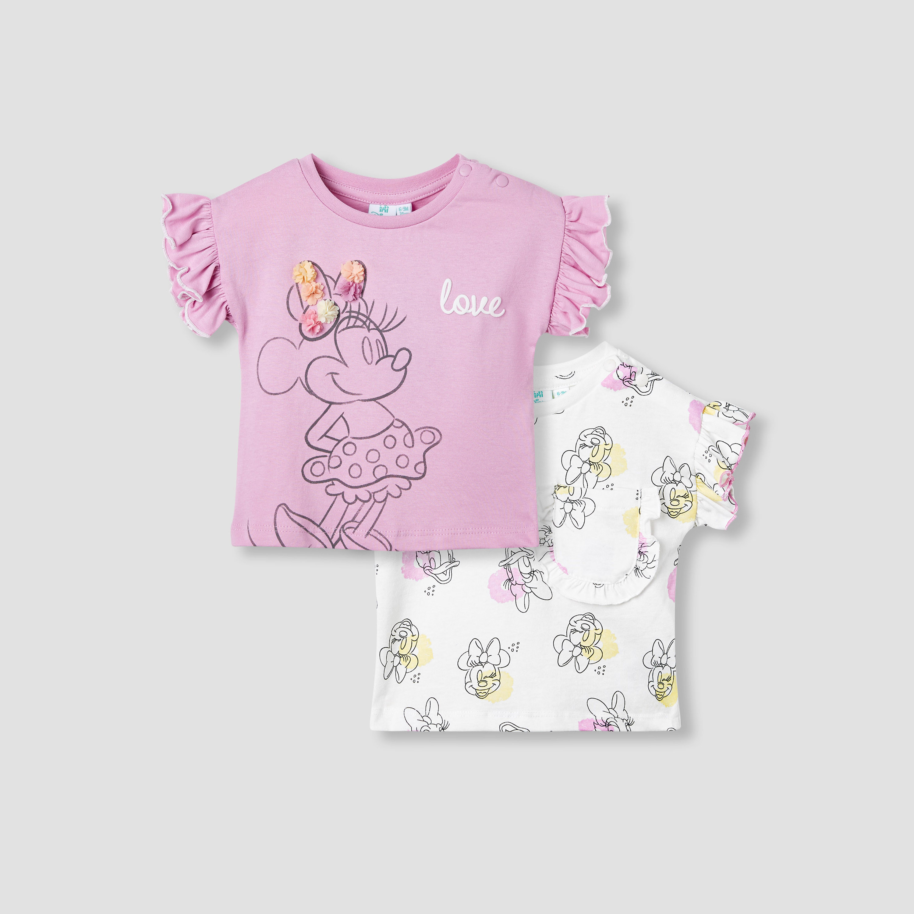 Disney Minnie Mouse Print T-shirt with Ruffles - Set of 2-baby-girls-clothing-tshirts-image-1