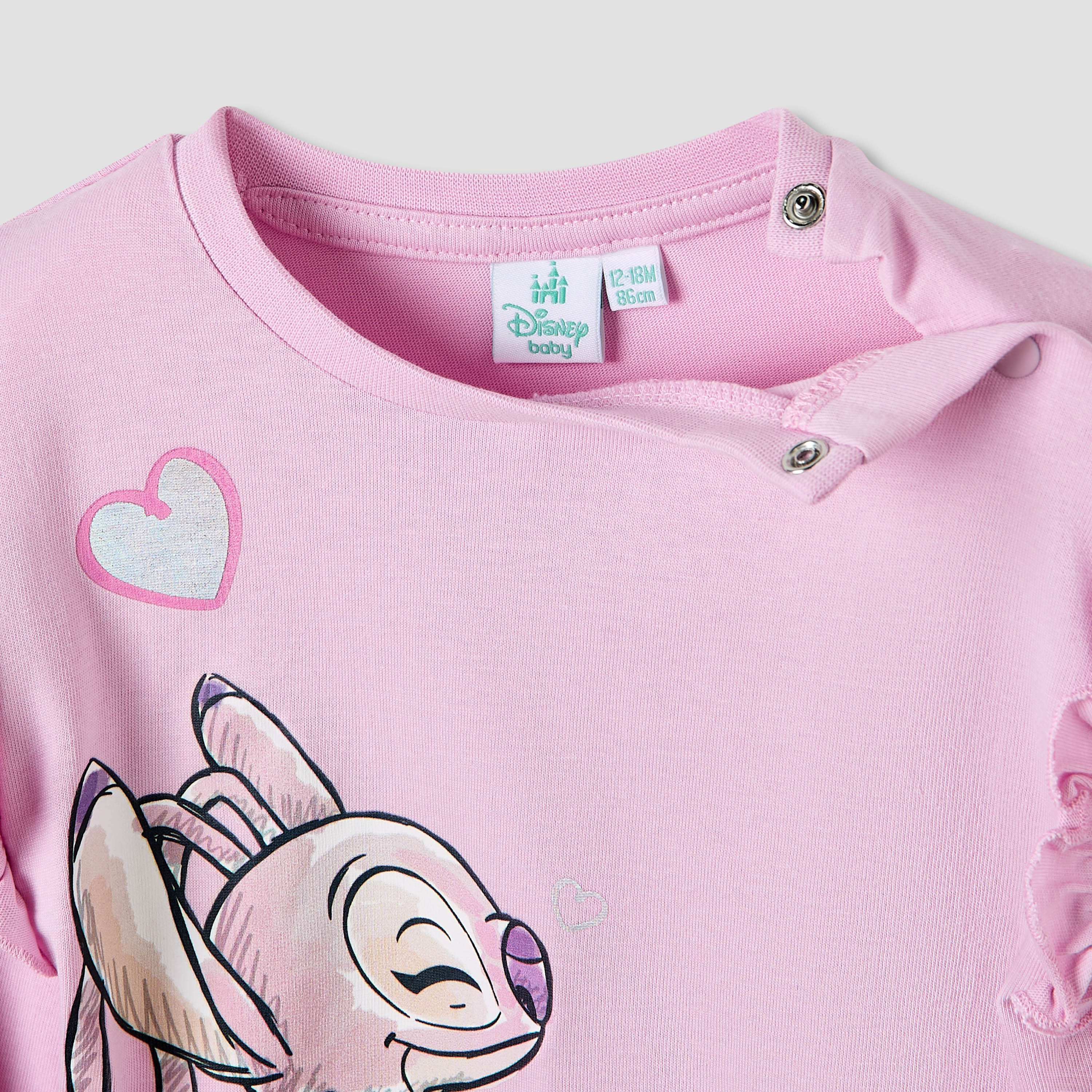 تيشيرتات قطن بياقة مستديرة وأكمام طويلة وطبعات للبنات من ديزني - طقم من قطعتين-baby-girls-clothing-tshirts-image-4