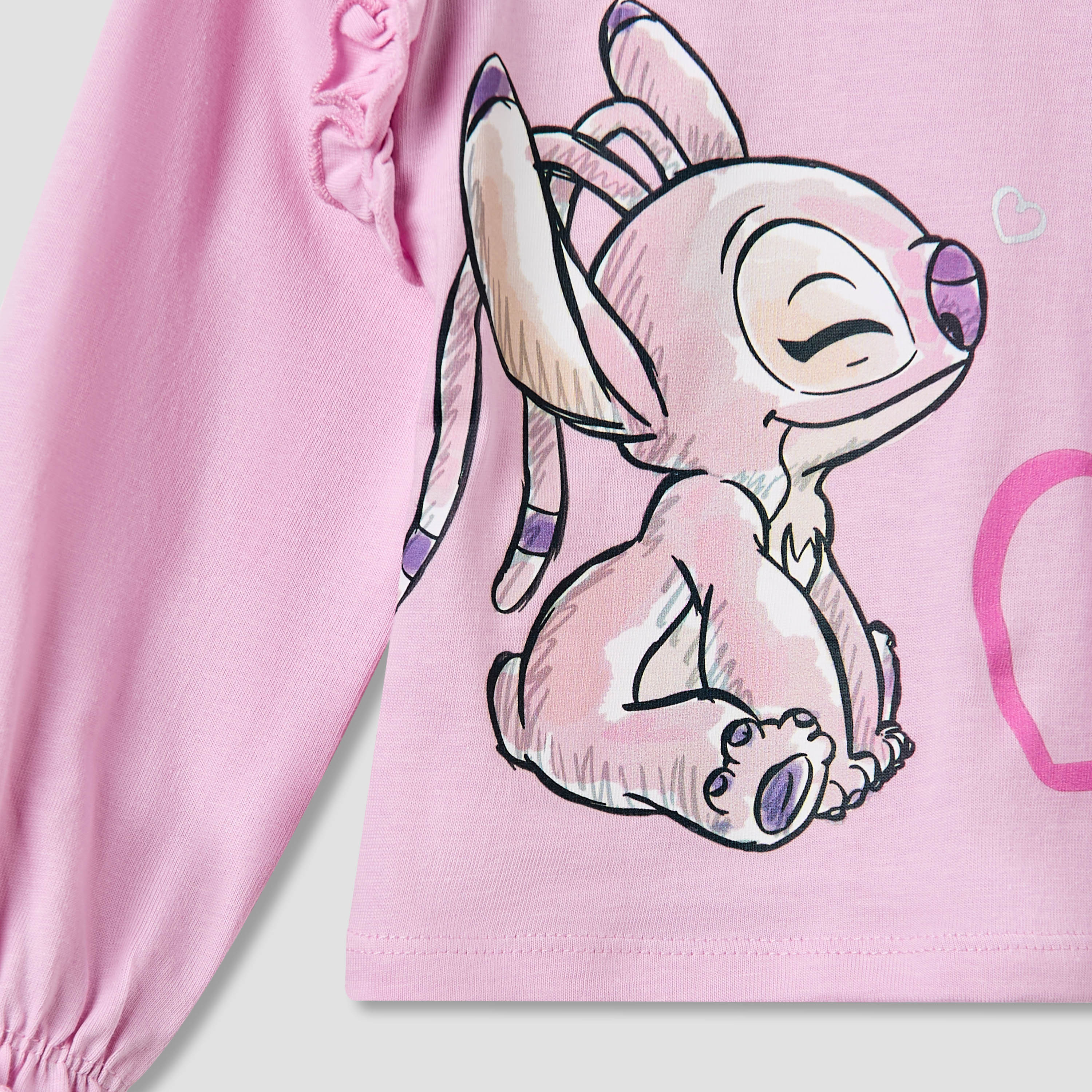 تيشيرتات قطن بياقة مستديرة وأكمام طويلة وطبعات للبنات من ديزني - طقم من قطعتين-baby-girls-clothing-tshirts-image-5