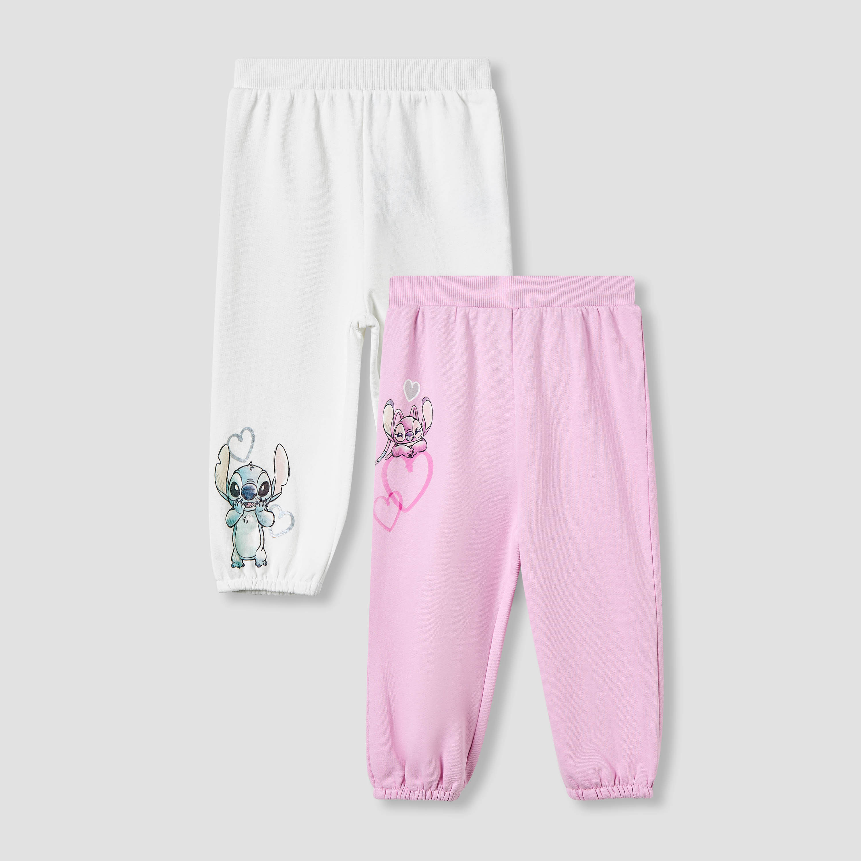 Disney Girls Joggers with Stitch Print - Cotton - Elastic Waist - Set of 2-baby-girls-clothing-bottoms-joggersandtrackpants-image-1