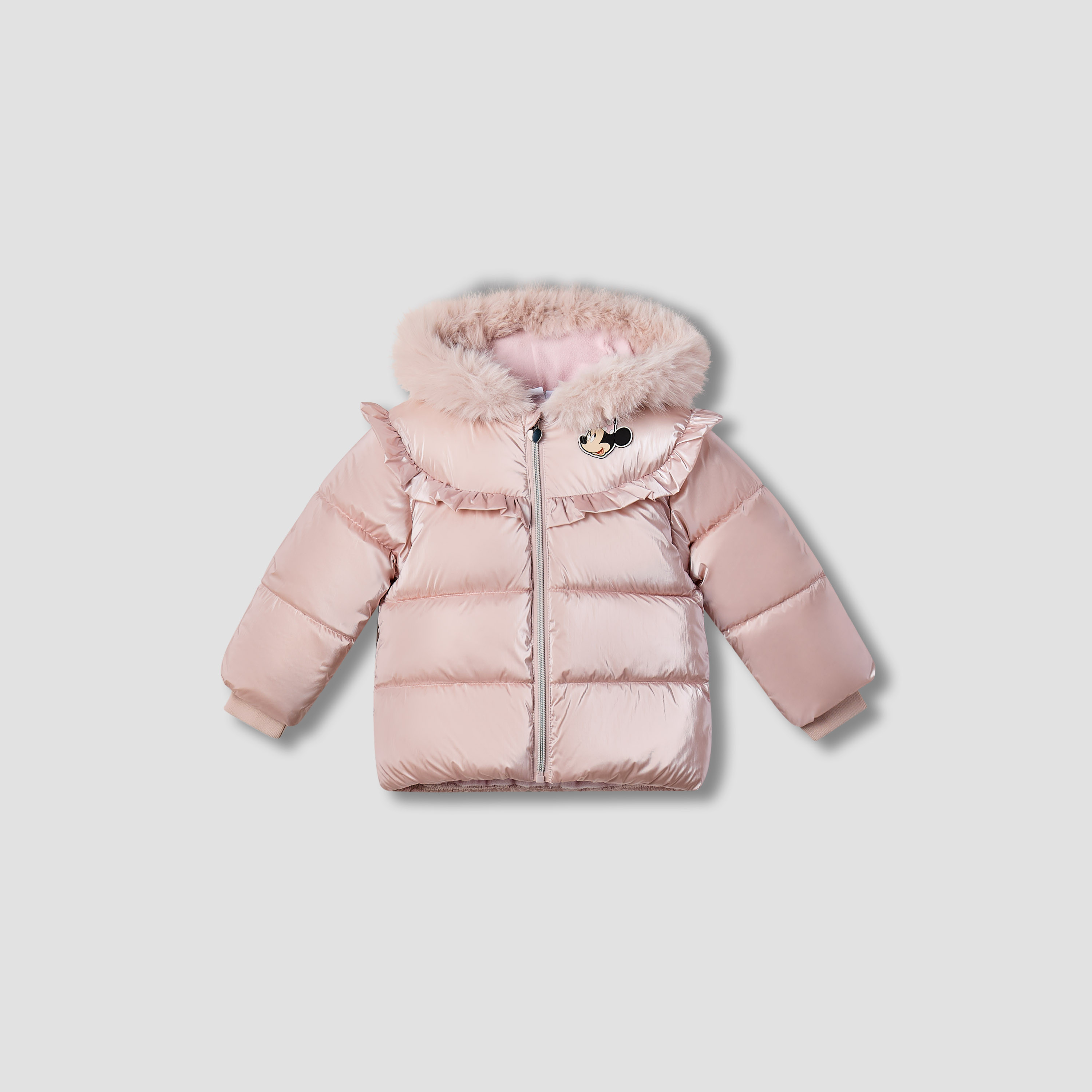 Disney Minnie Mouse Applique Hooded Heavy Jacket with Long Sleeves-baby-girls-clothing-jacketsandcoats-image-1