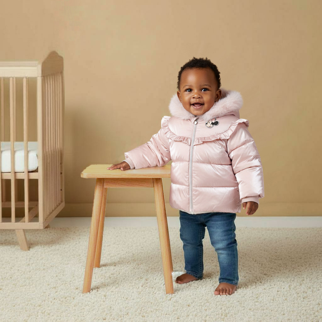 جاكيت ثقيل بقبعة وأكمام طويلة وزخارف ميني ماوس من ديزني-baby-girls-clothing-winterwear-jacketsandcoats-image-6