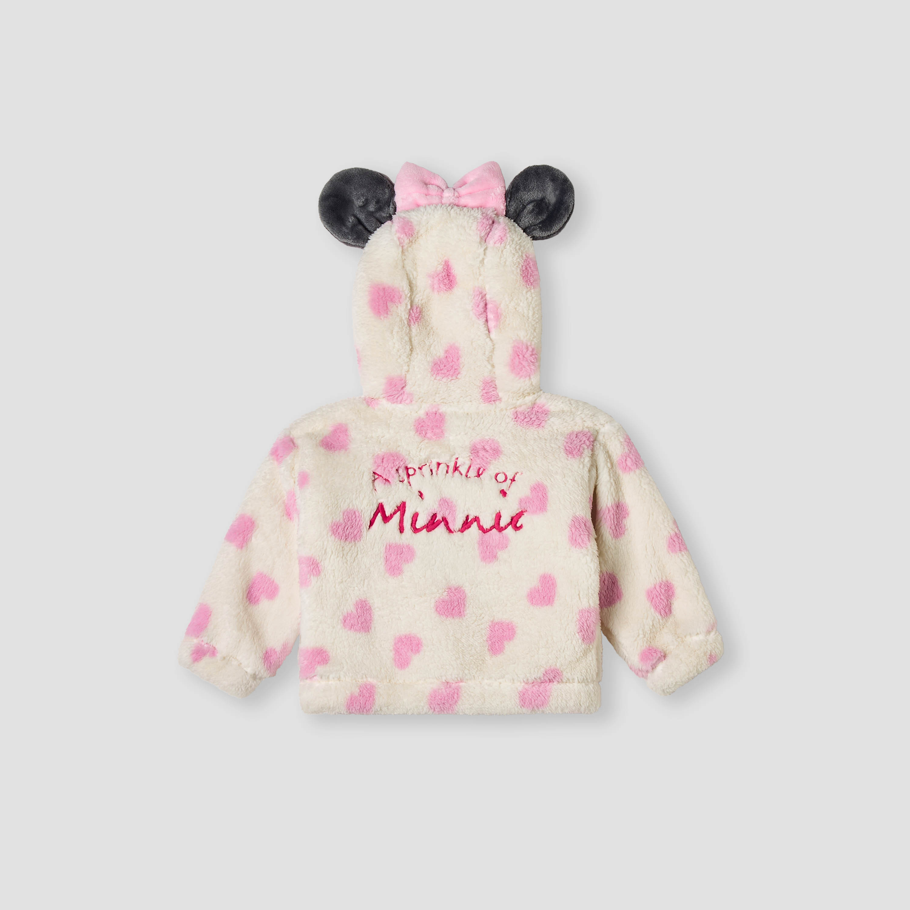 Disney Minnie Mouse Embroidered Zip Through Hoodie with Long Sleeves-baby-girls-clothing-winterwear-sweatshirts-image-2