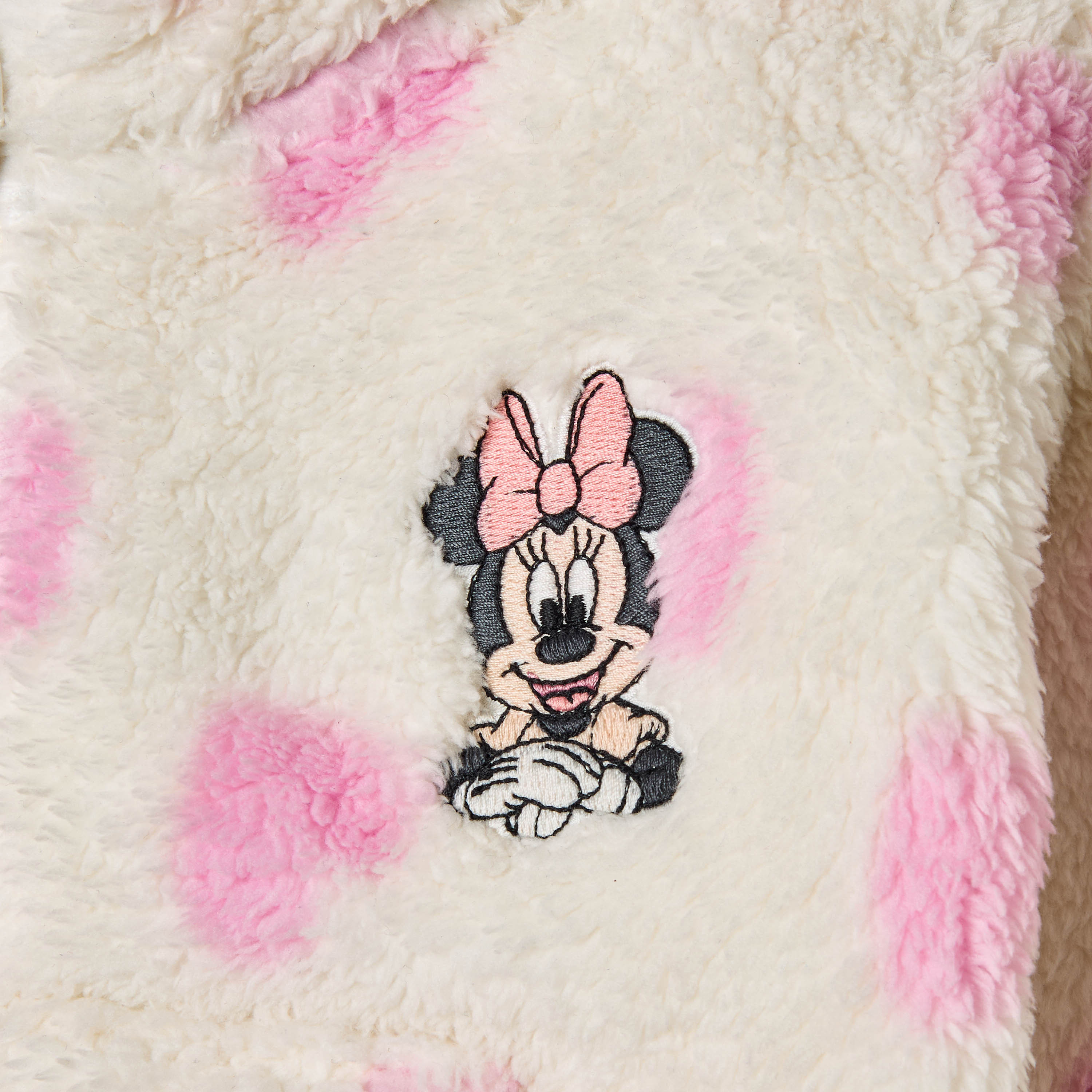 Disney Minnie Mouse Embroidered Zip Through Hoodie with Long Sleeves-baby-girls-clothing-winterwear-sweatshirts-image-4