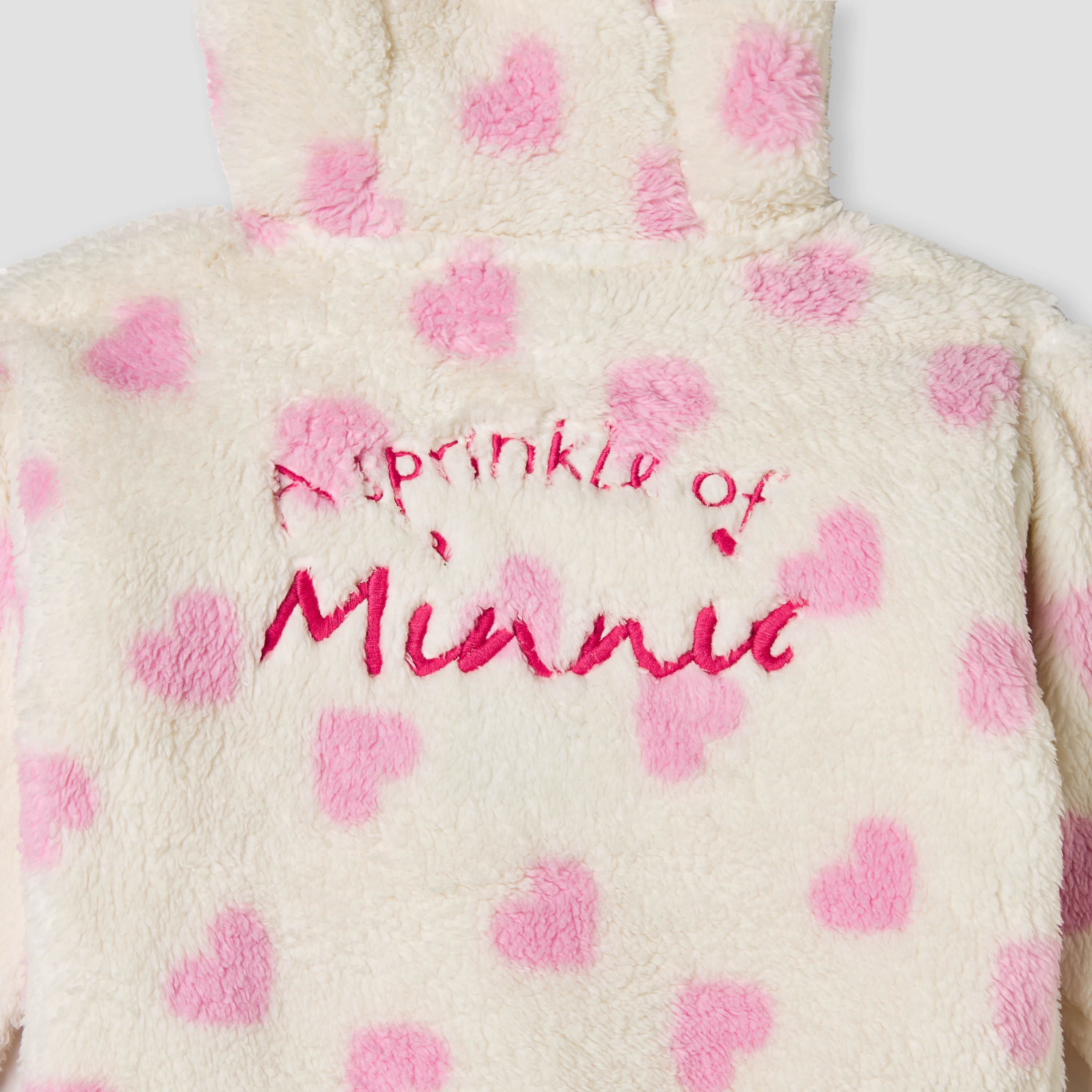 Disney Minnie Mouse Embroidered Zip Through Hoodie with Long Sleeves-baby-girls-clothing-winterwear-sweatshirts-image-6