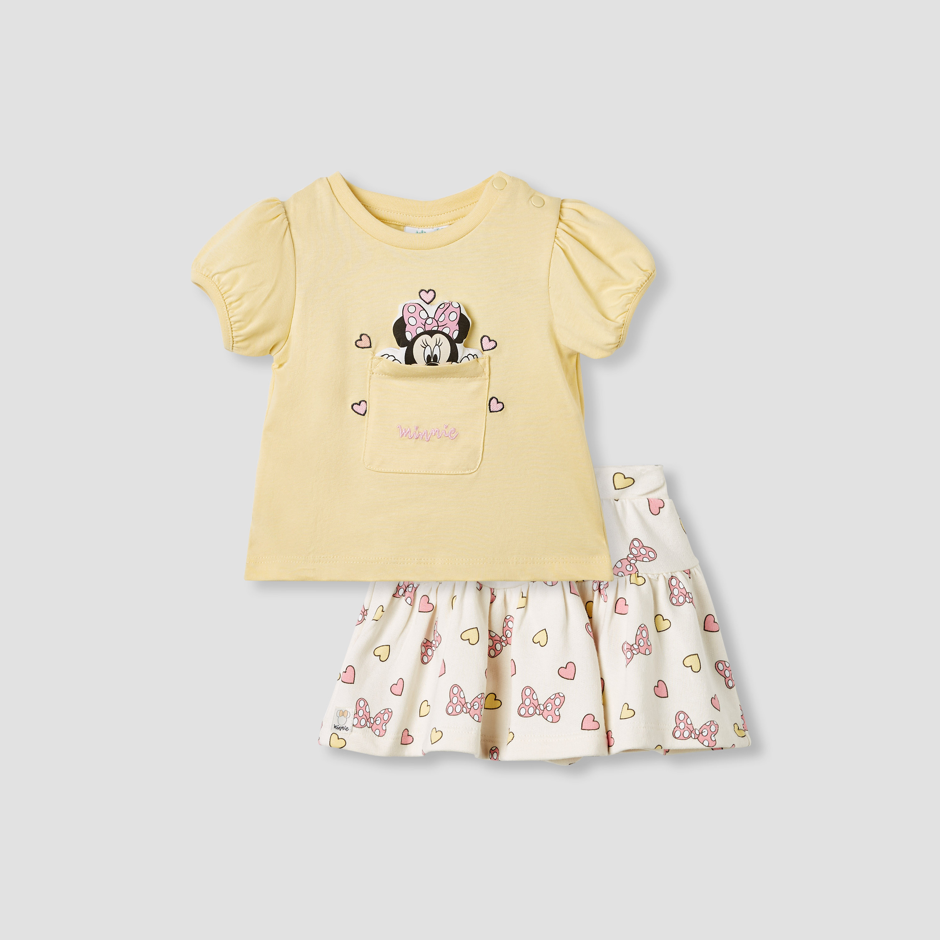 طقم تنورة وتيشيرت بزينة ميني ماوس من ديزني-baby-girls-clothing-setsandcoords-image-1