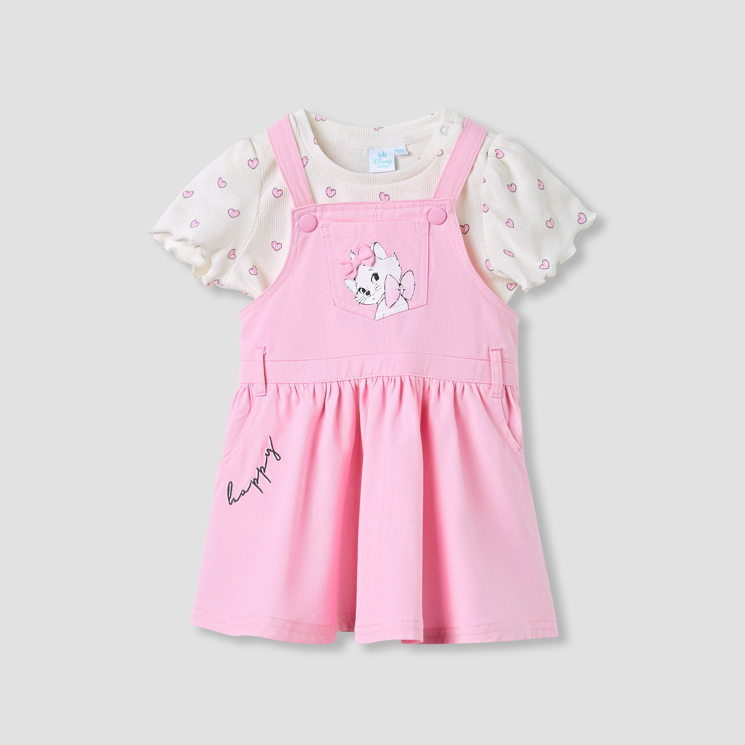 Disney Marie Cat Pinafore Dress and Printed Top Set-baby-girls-clothing-setsandcoords-image-1