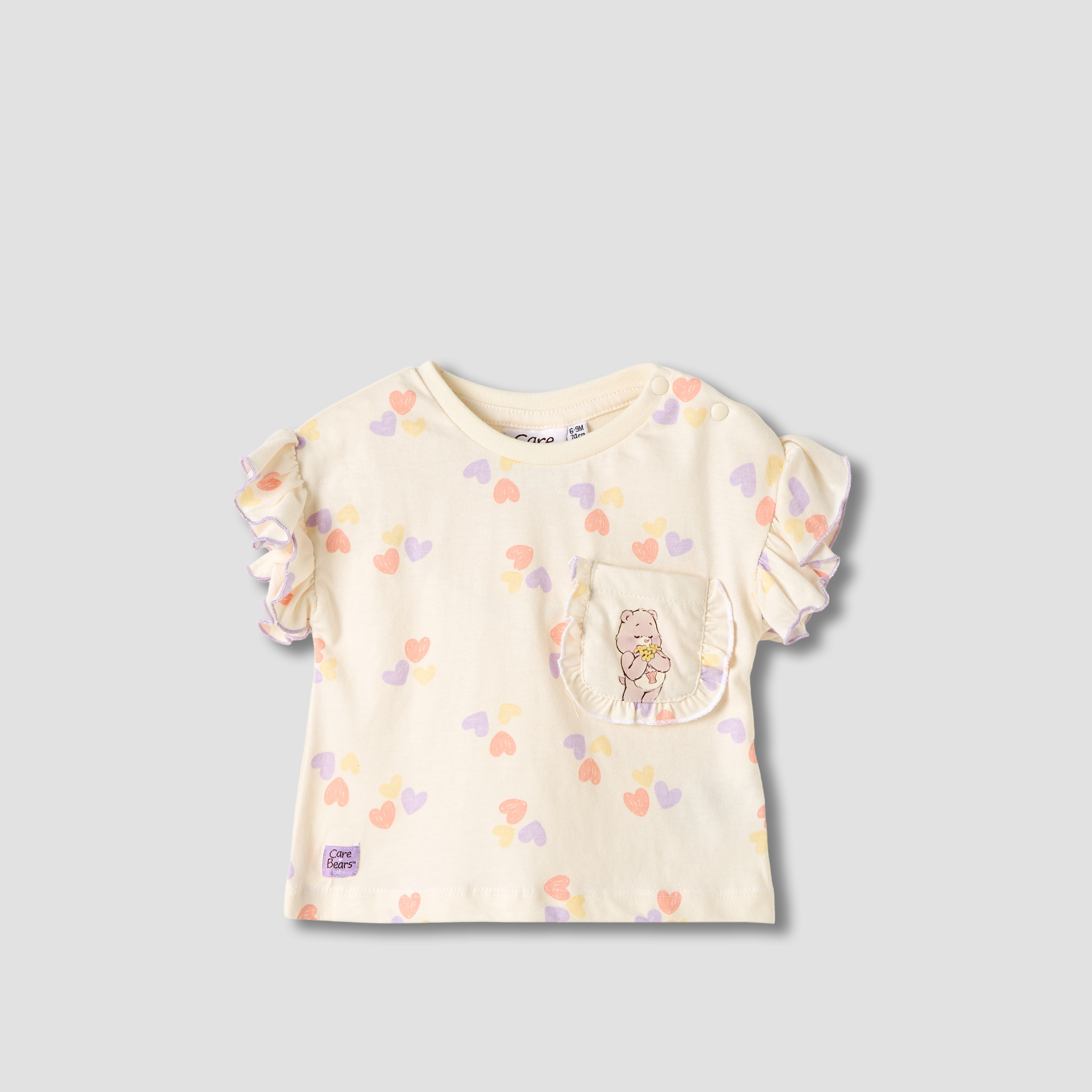 Cloud Co Care Bears Print T-shirt with Ruffle Sleeves - Set of 2-baby-girls-clothing-tshirts-image-2