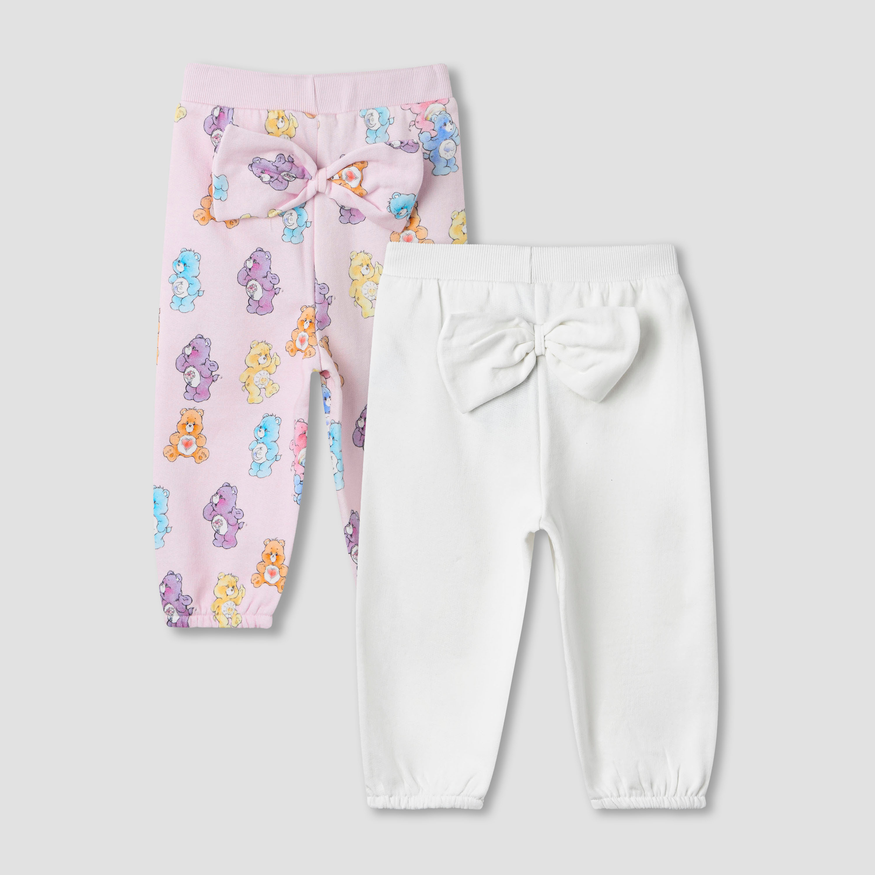 Cloud Co Bow Accent Joggers with Elasticated Waistband - Set of 2-baby-girls-clothing-multipacks-image-1