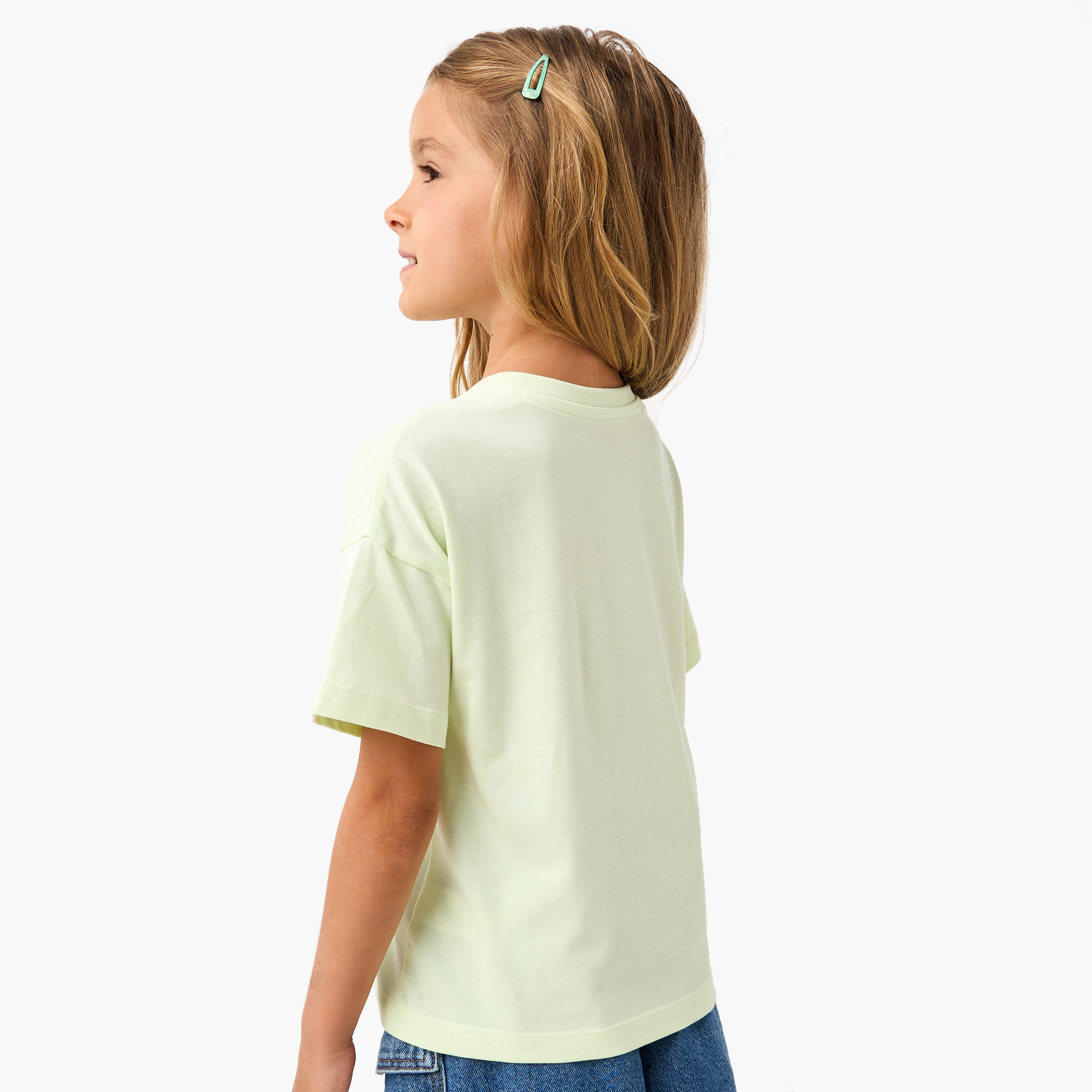 Juniors Butterfly Print T-shirt with Short Sleeves-girls-clothing-tshirts-image-3