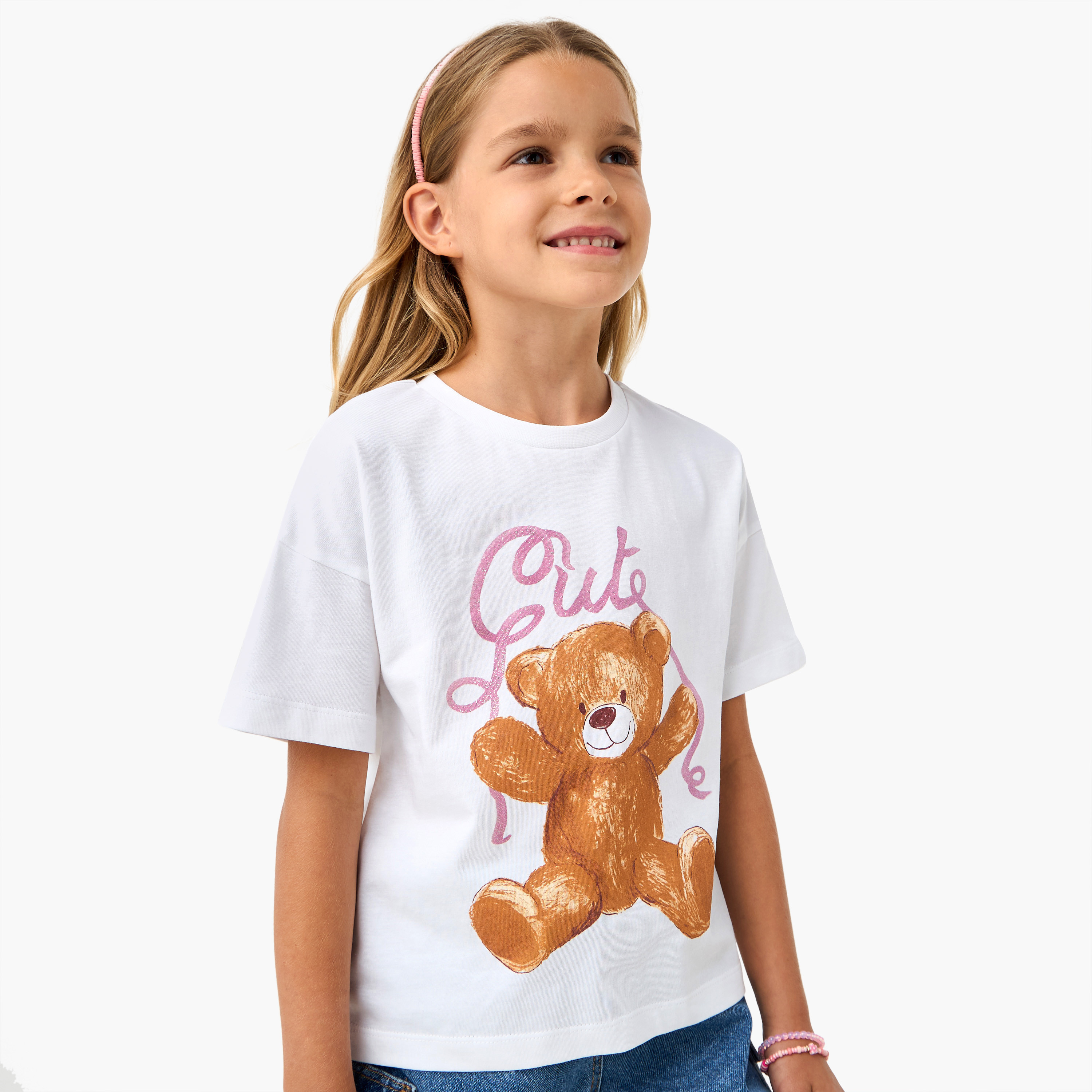 تيشيرت بطبعات جرافيكِ وأكمام قصيرة من جونيورز-girls-clothing-tshirts-image-1