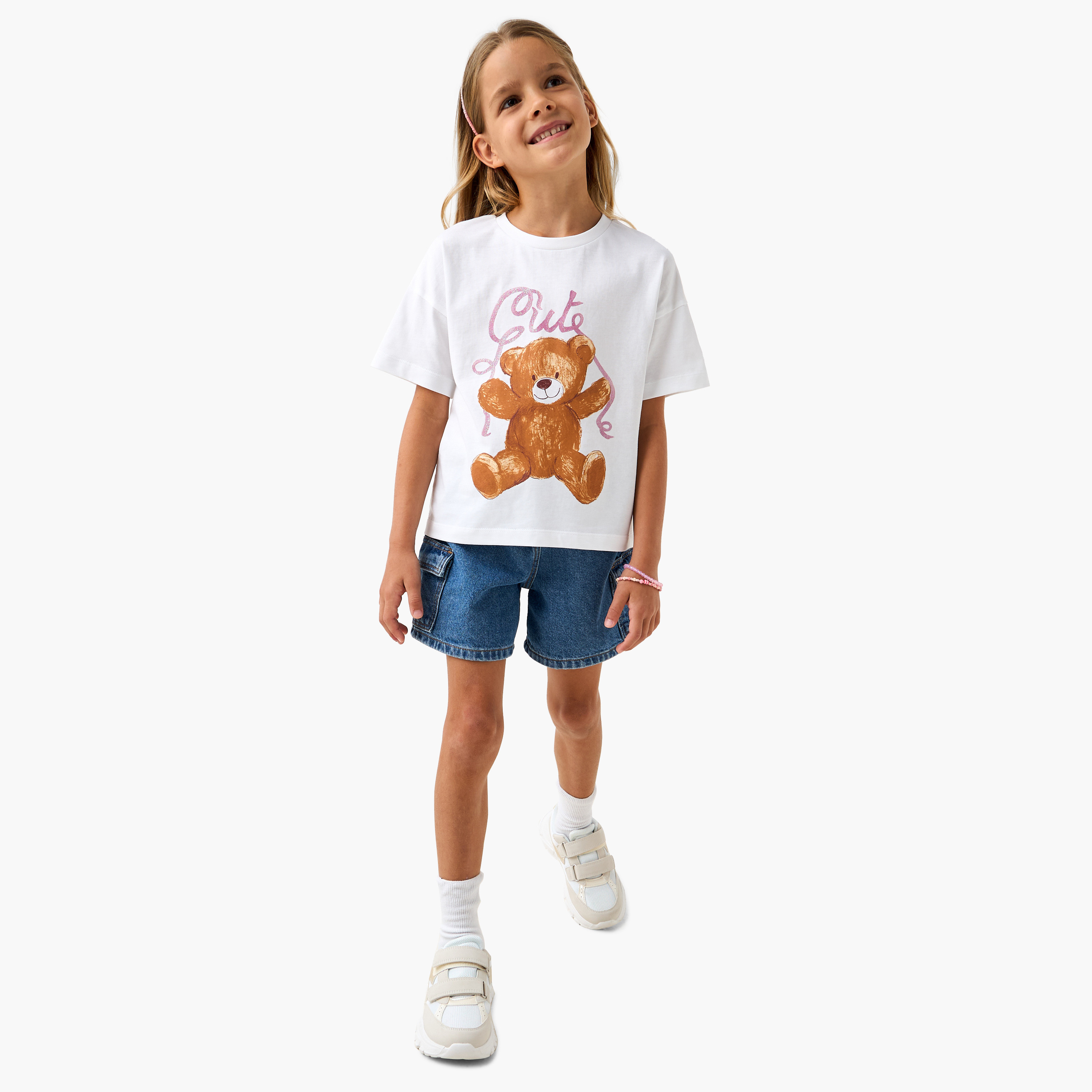تيشيرت بطبعات جرافيكِ وأكمام قصيرة من جونيورز-girls-clothing-tshirts-image-2