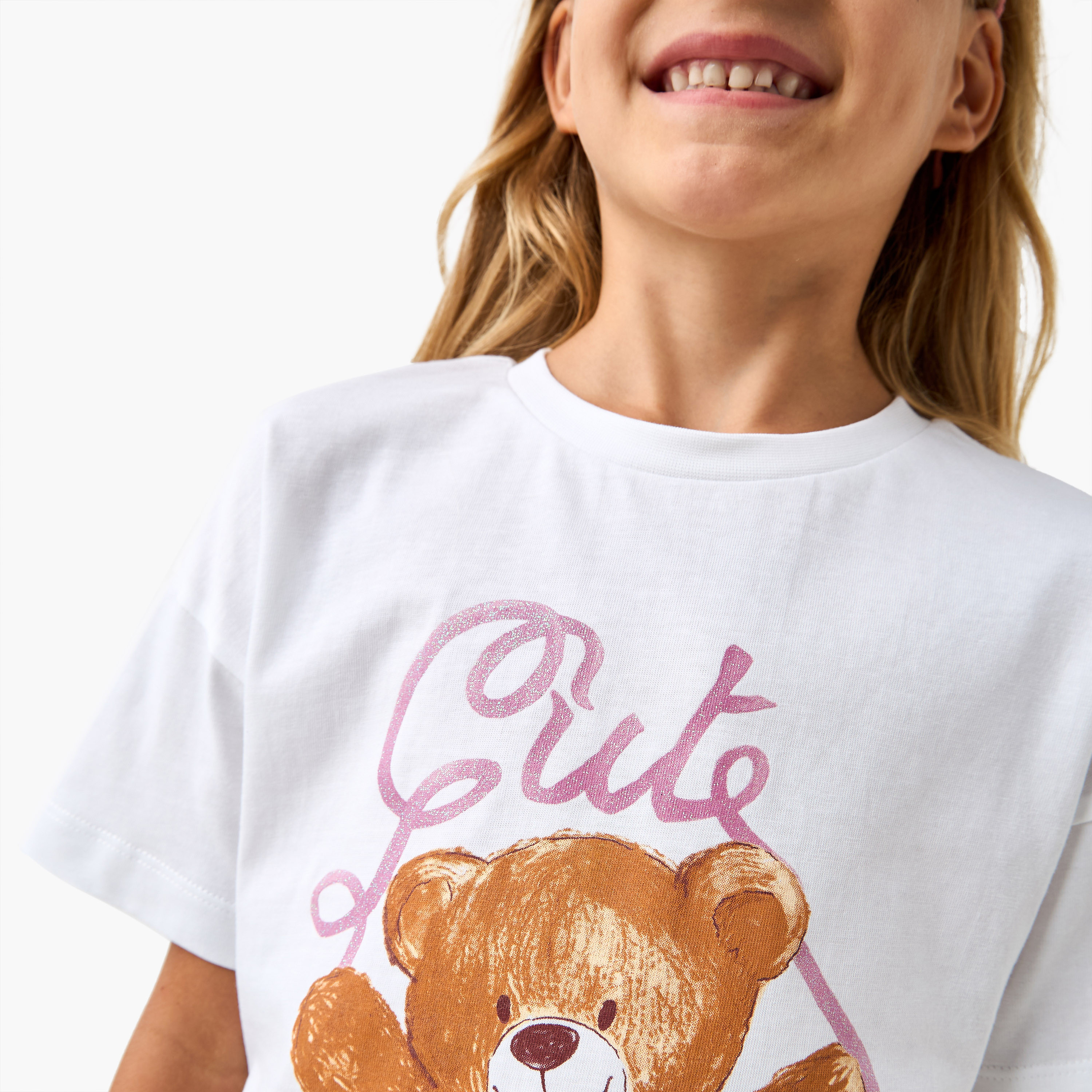 تيشيرت بطبعات جرافيكِ وأكمام قصيرة من جونيورز-girls-clothing-tshirts-image-4