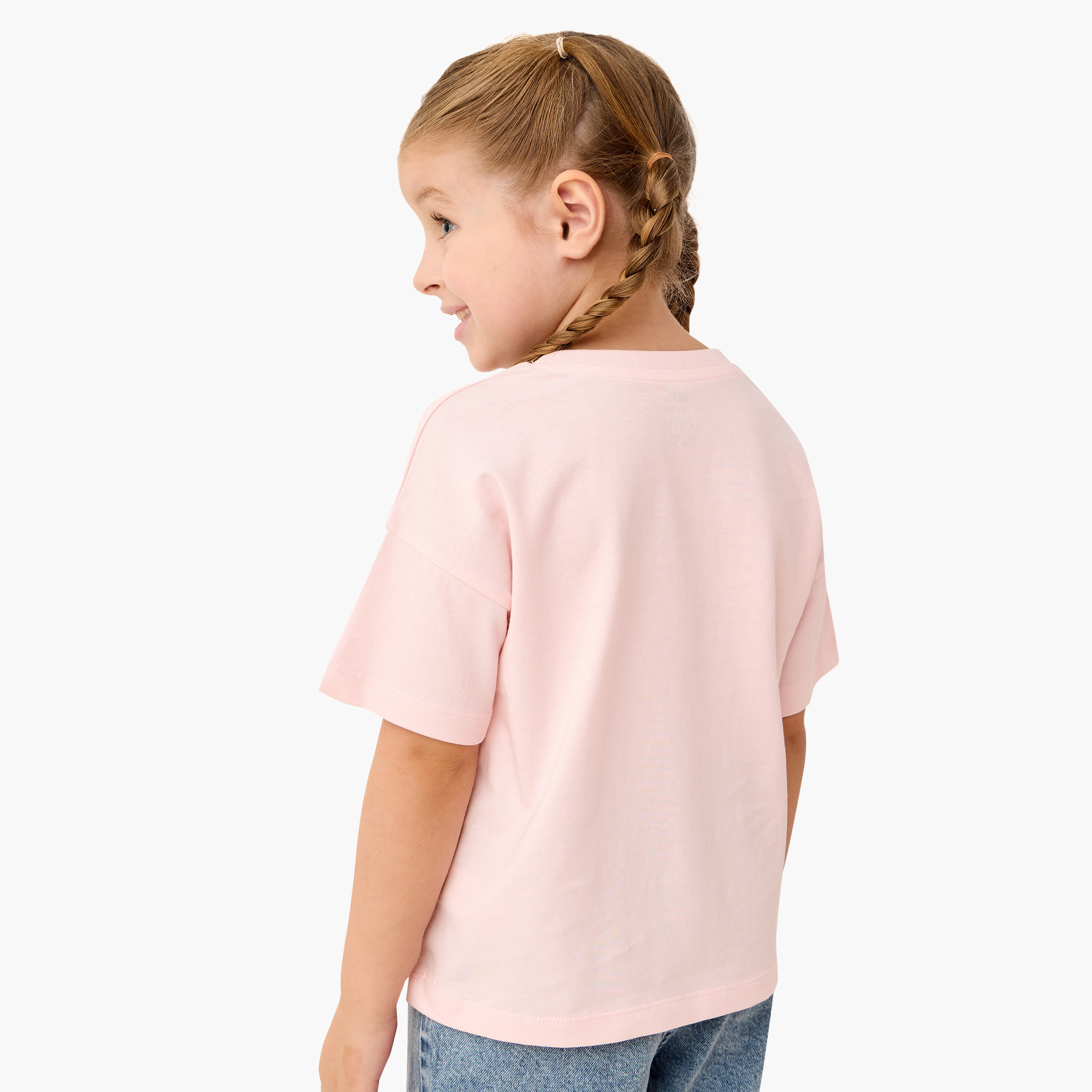 Juniors Graphic Print T-shirt with Short Sleeves-girls-clothing-tshirts-image-3