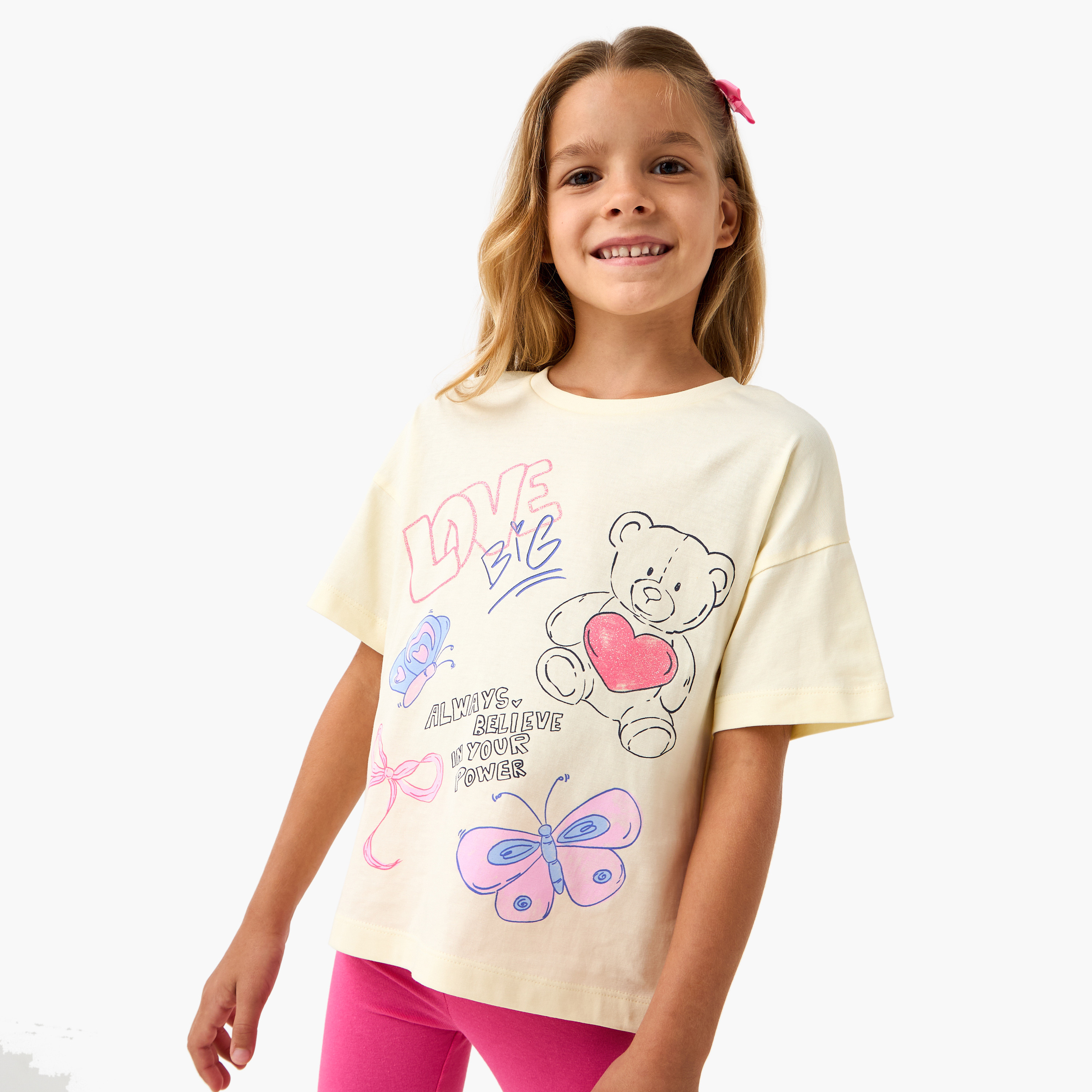 Juniors Printed T-shirt with Short Sleeves-girls-clothing-tshirts-image-1
