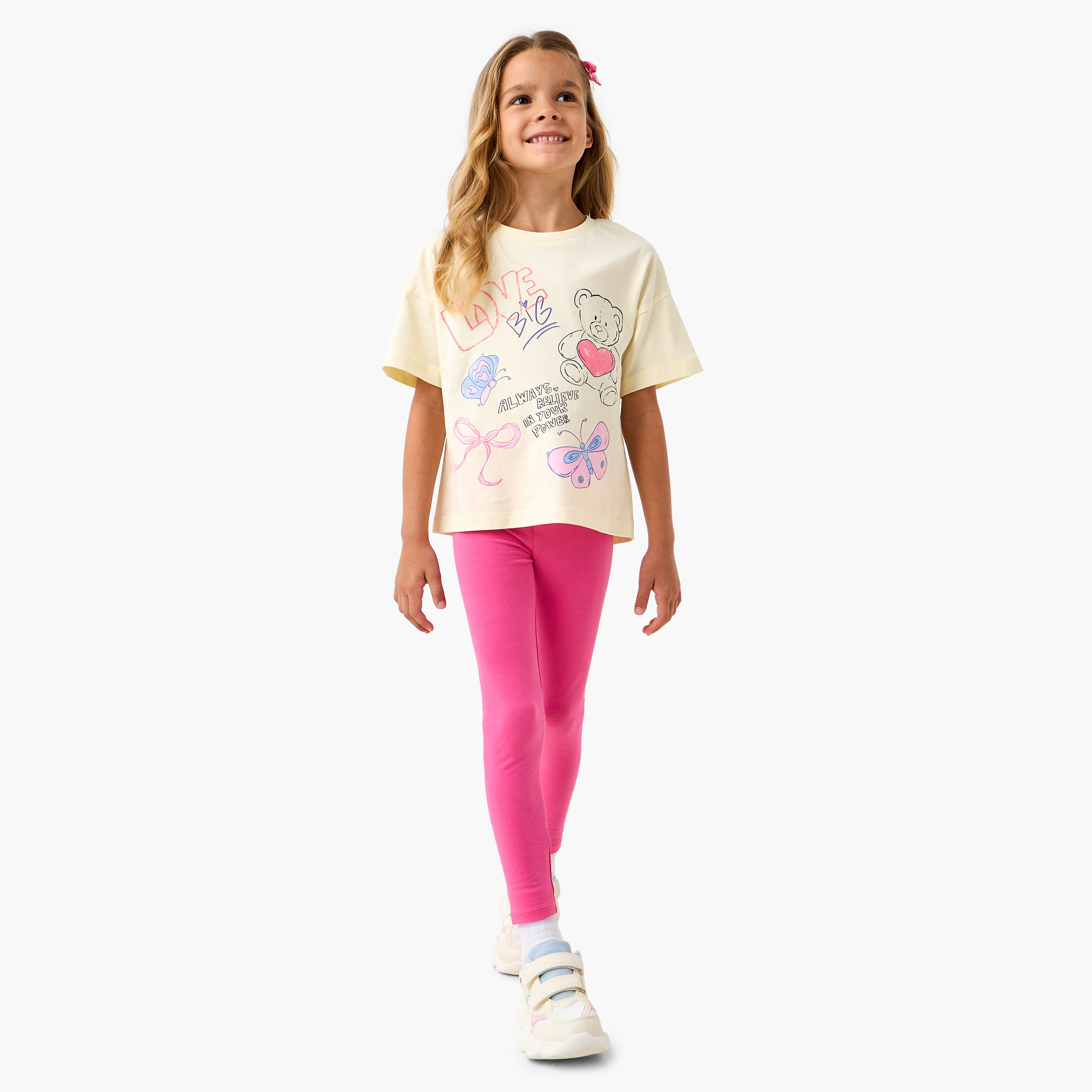 Juniors Printed T-shirt with Short Sleeves-girls-clothing-tshirts-image-2