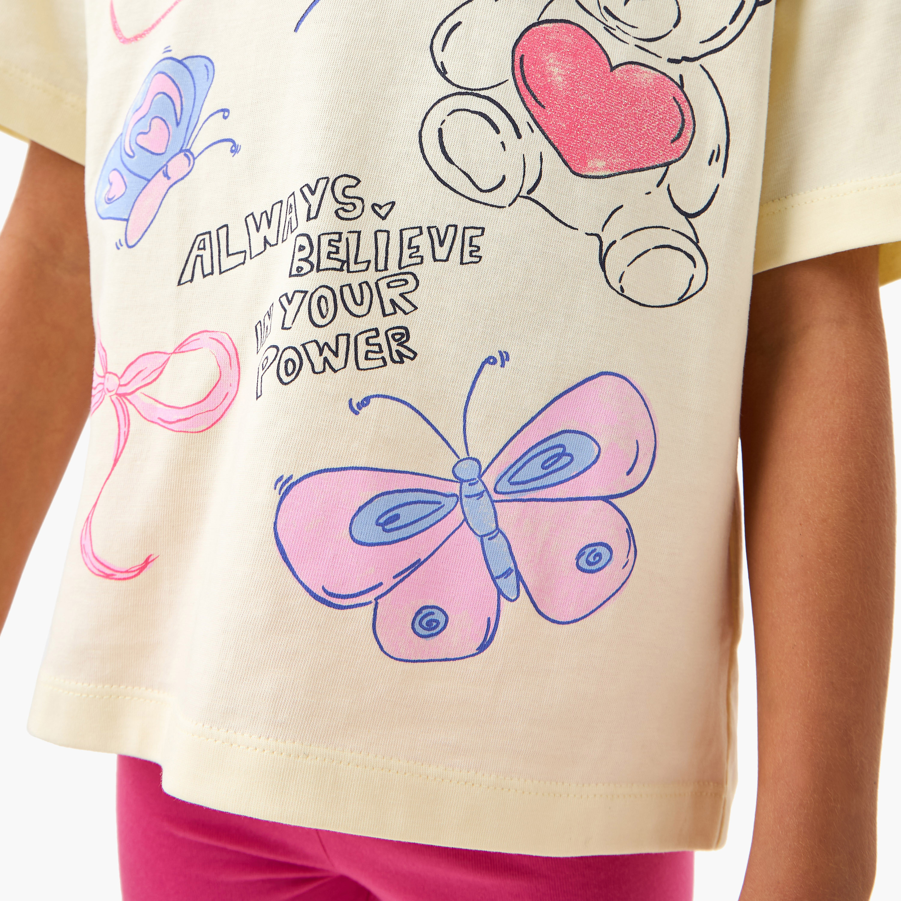 Juniors Printed T-shirt with Short Sleeves-girls-clothing-tshirts-image-4