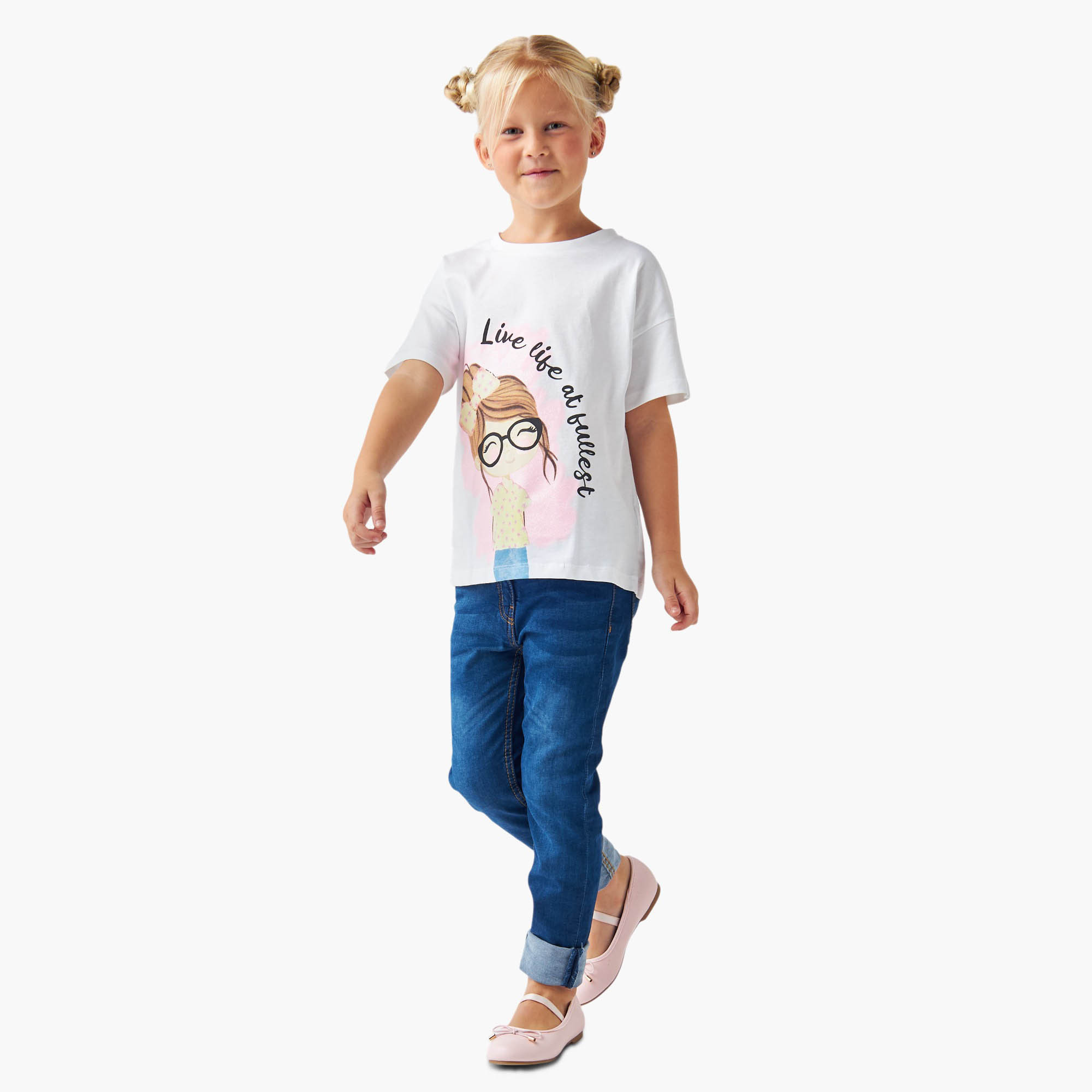 تيشيرت بأكمام قصيرة وطبعات جرافيك من جونيورز-girls-clothing-tshirts-image-2