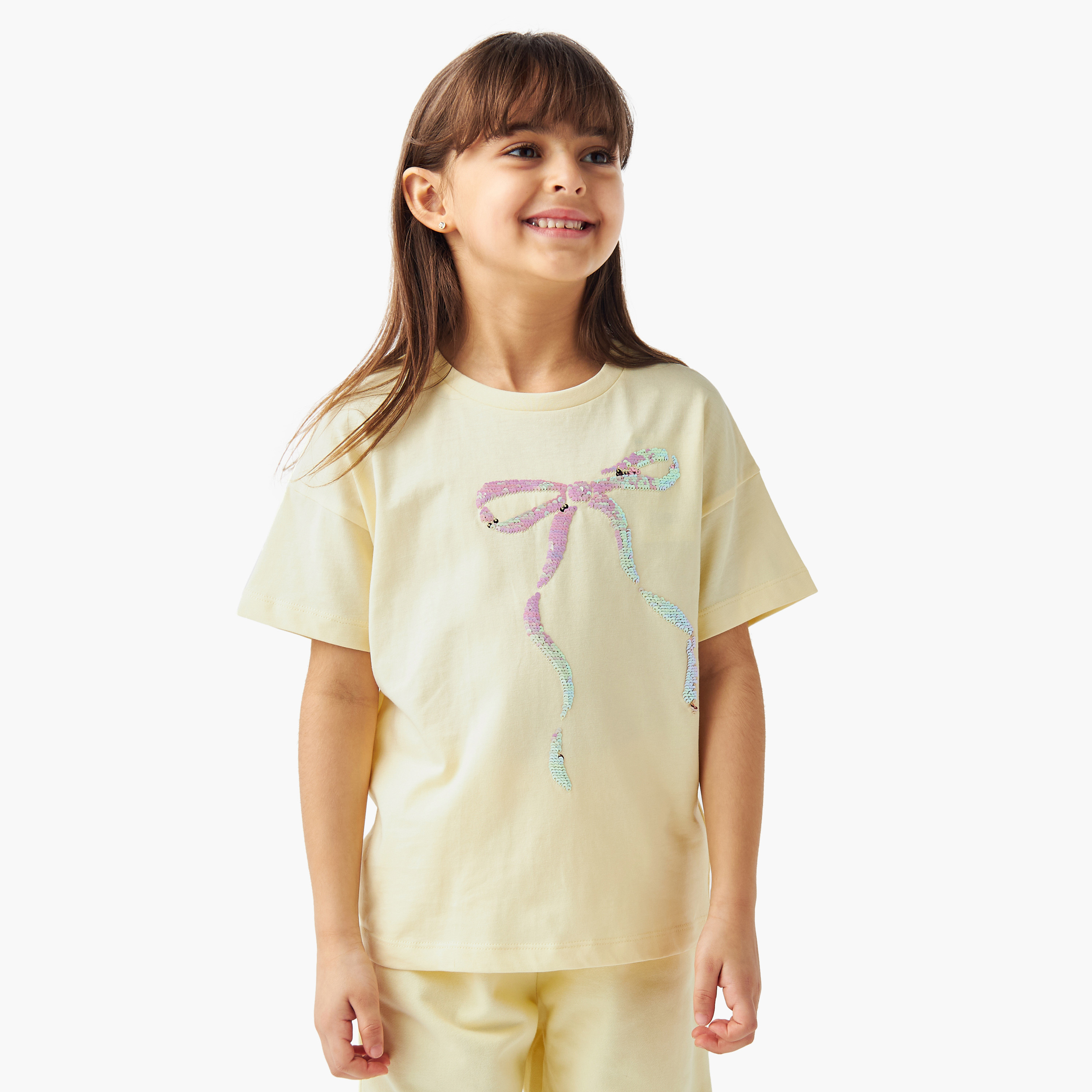 Juniors Bow Embellished T-shirt-girls-clothing-tshirts-image-1