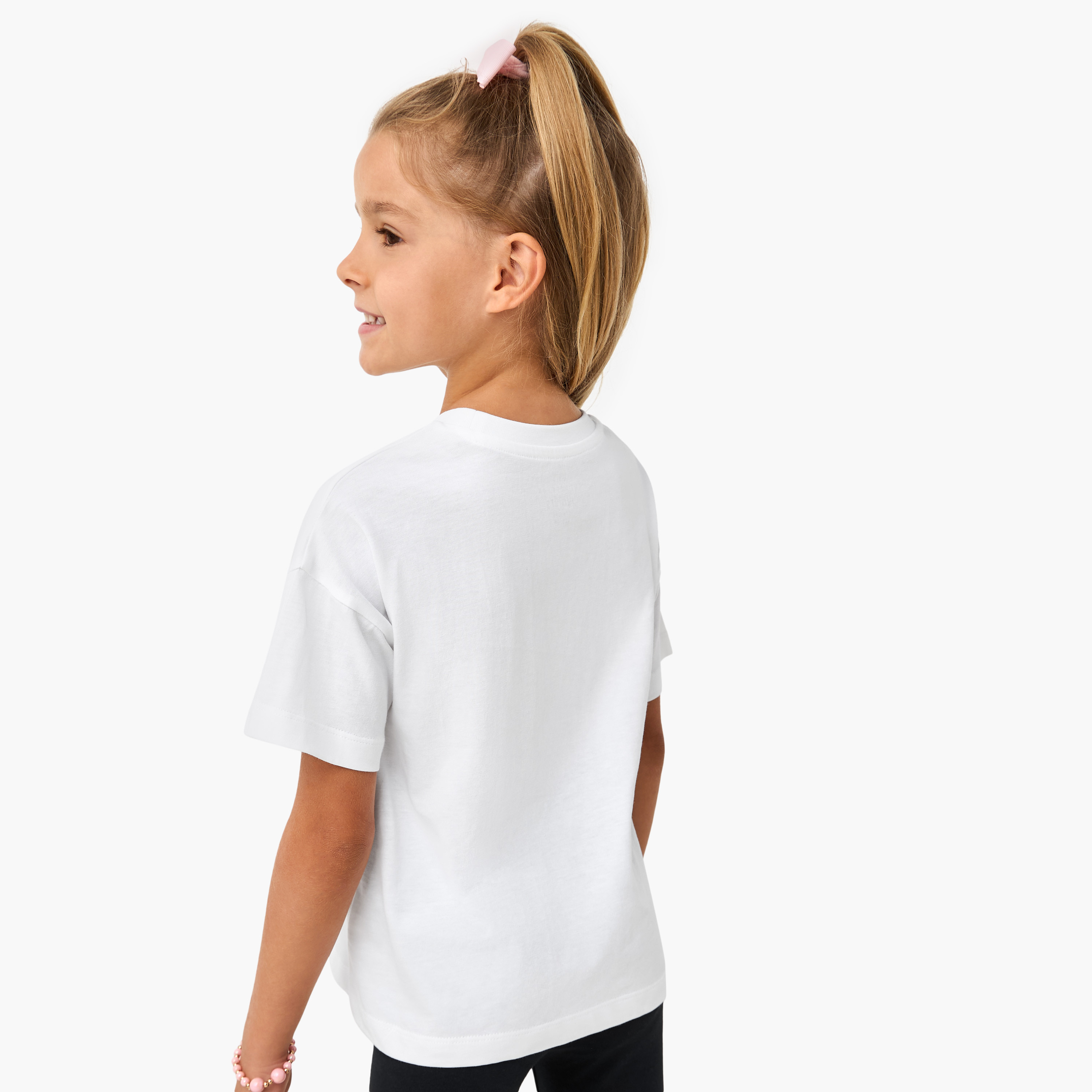 Juniors Sequin Embellished T-shirt with Short Sleeves-girls-clothing-tshirts-image-3