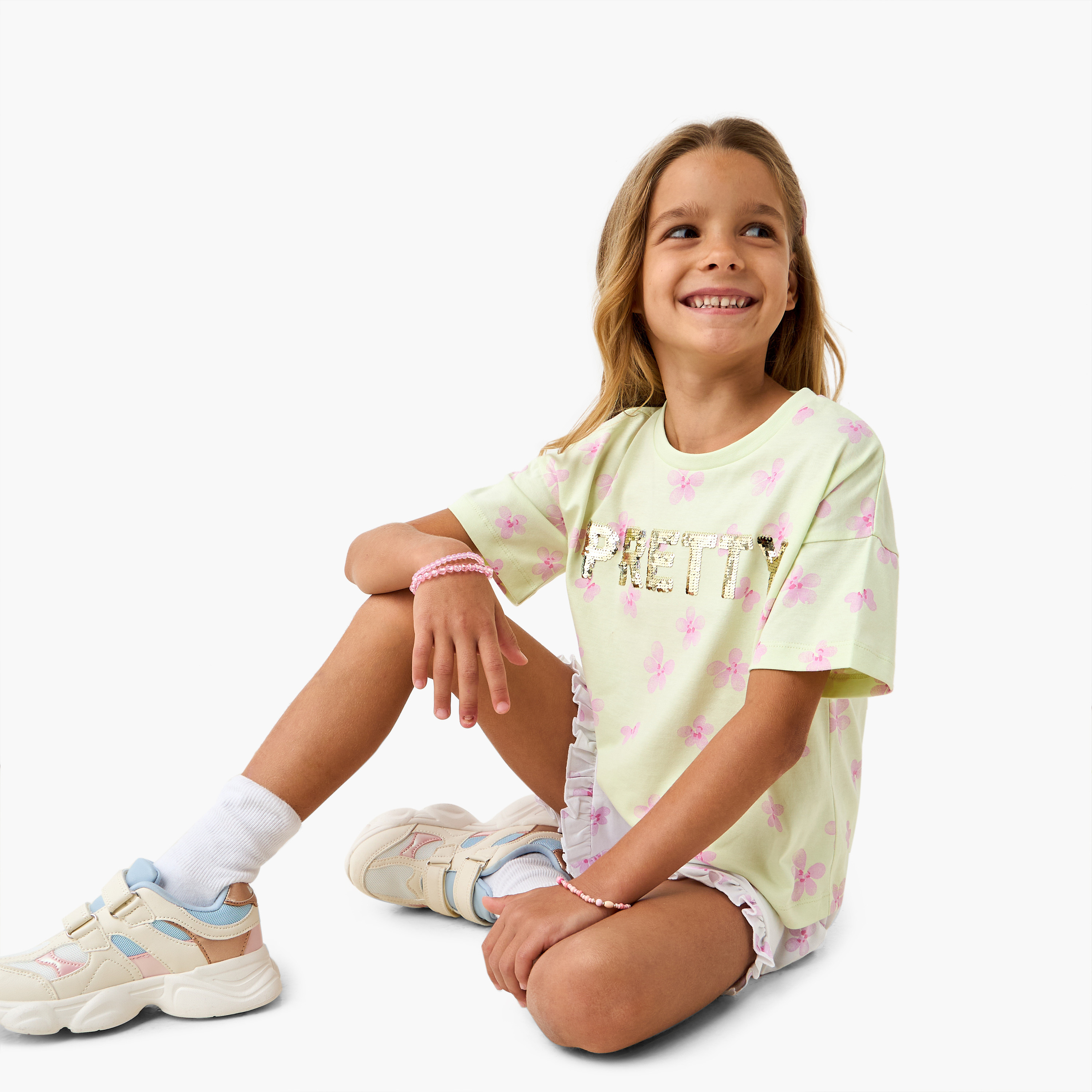 Juniors Embellished T-shirt with Drop Shoulder Sleeves-girls-clothing-tshirts-image-2