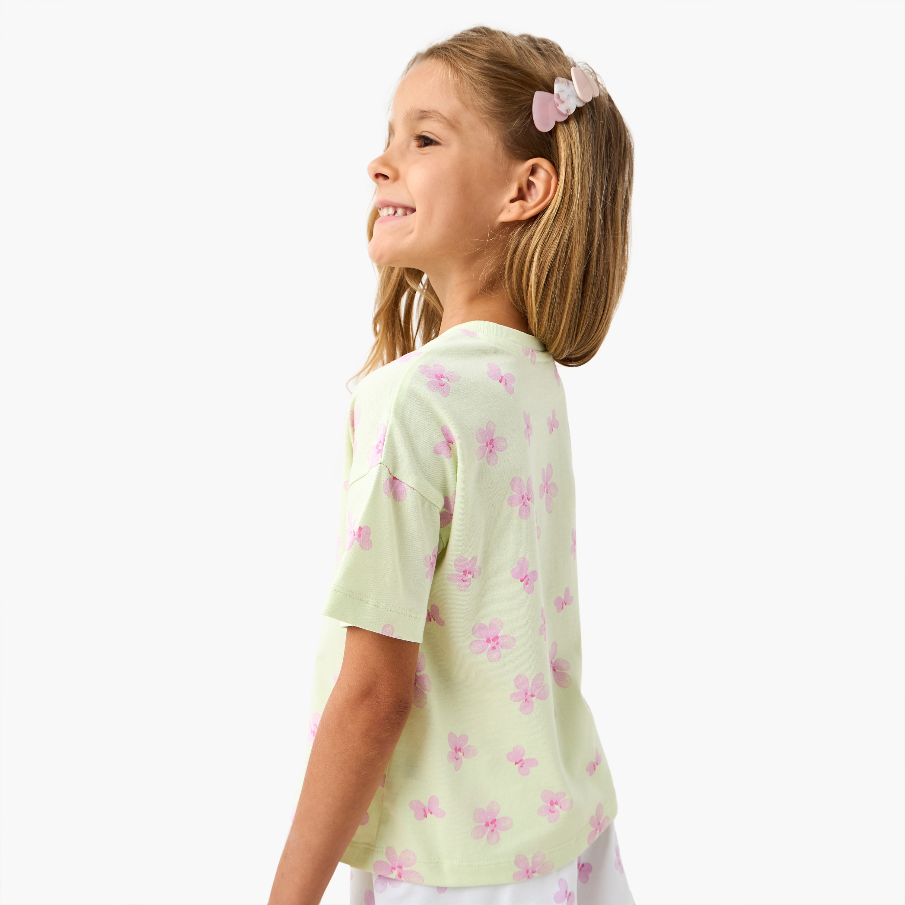Juniors Embellished T-shirt with Drop Shoulder Sleeves-girls-clothing-tshirts-image-3