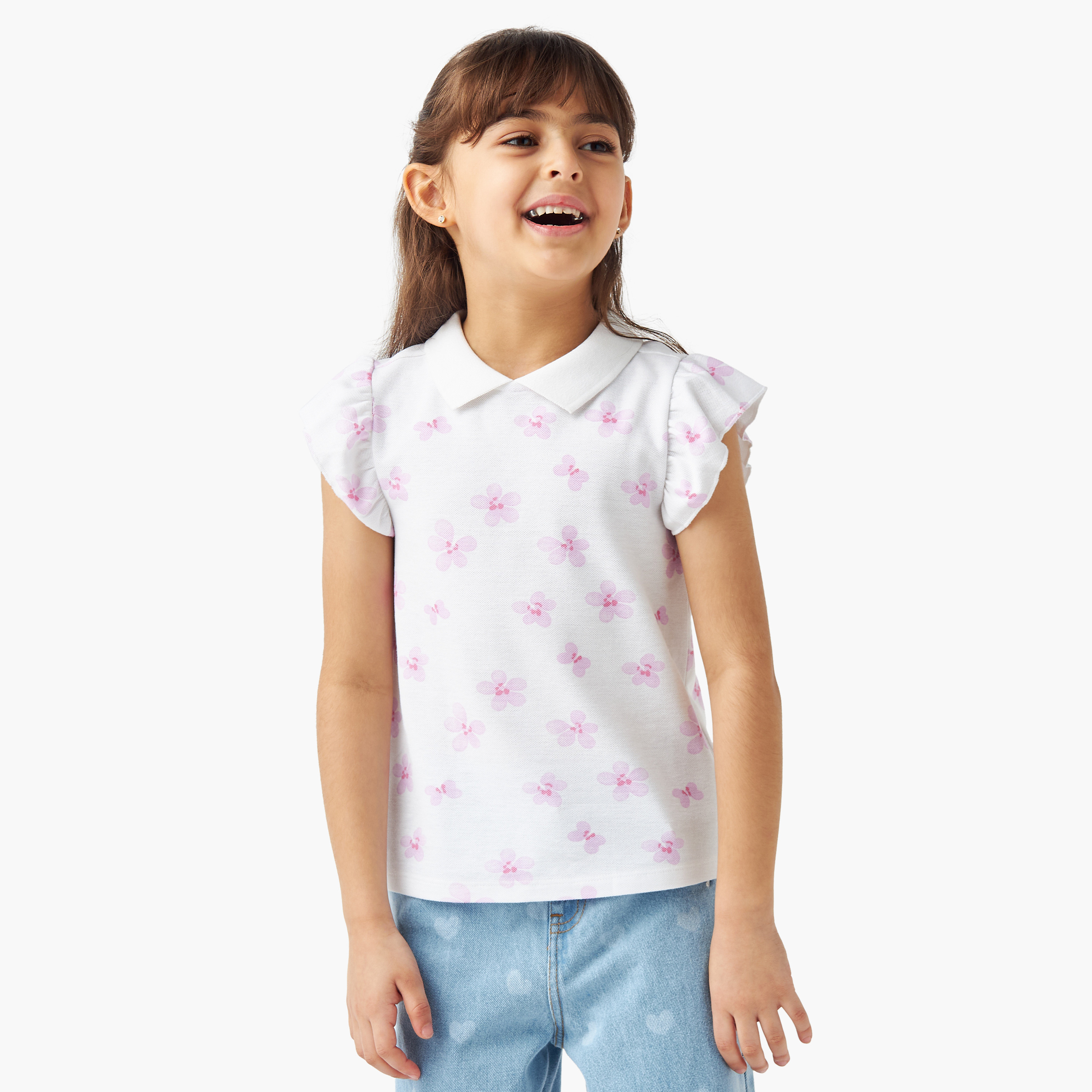 تيشيرت بولو بأكمام قصيرة وطبعات من جونيورز-girls-clothing-tshirts-image-5