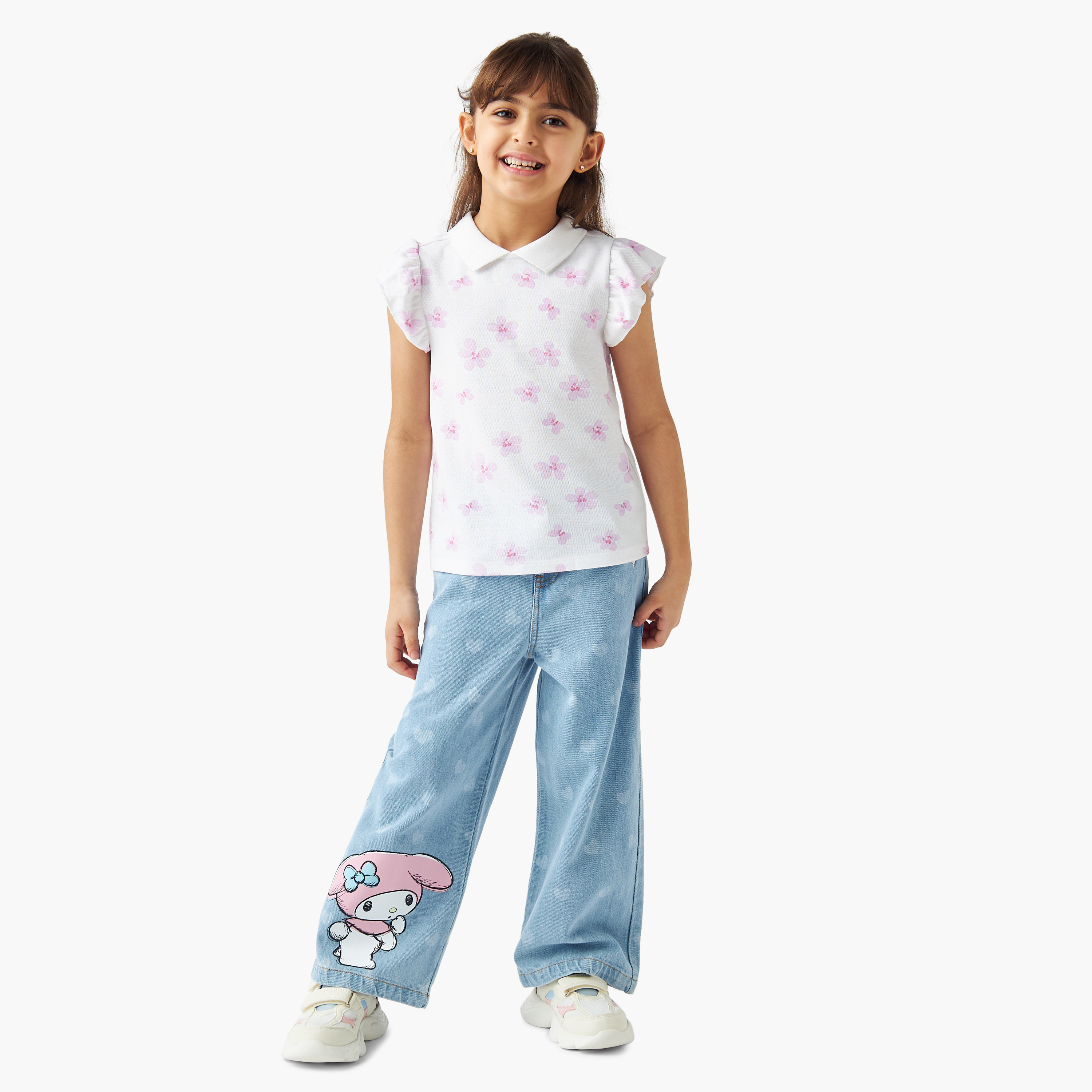 تيشيرت بولو بأكمام قصيرة وطبعات من جونيورز-girls-clothing-tshirts-image-4