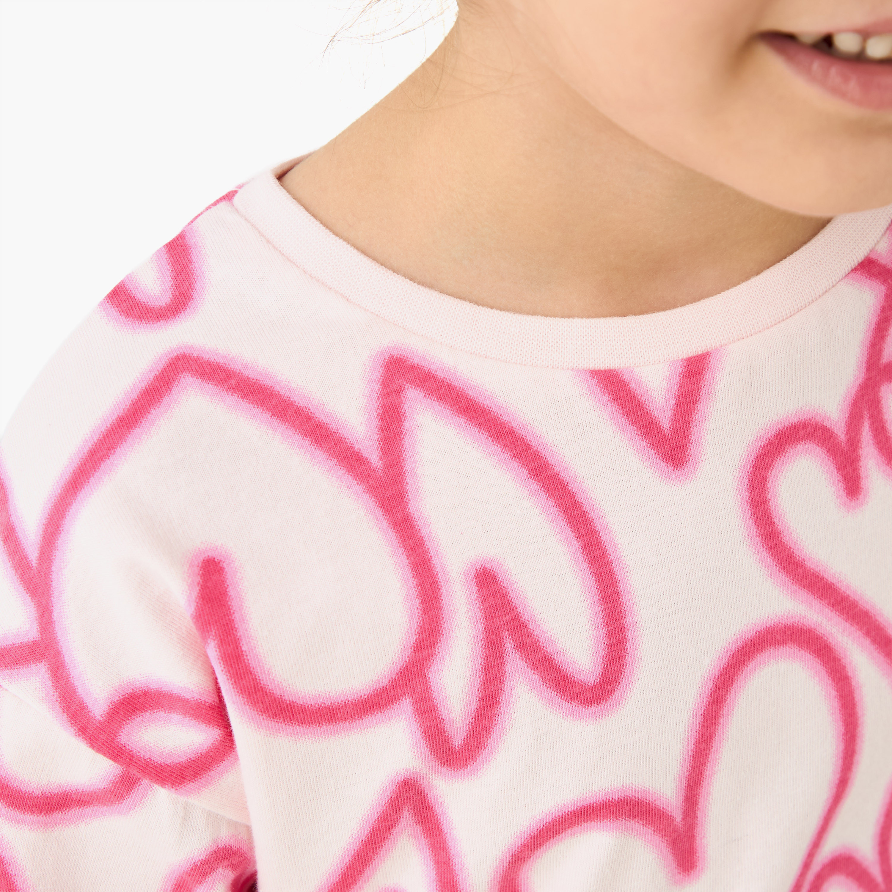 Juniors Heart Print T-shirt with Long Sleeves-girls-clothing-tshirts-image-4