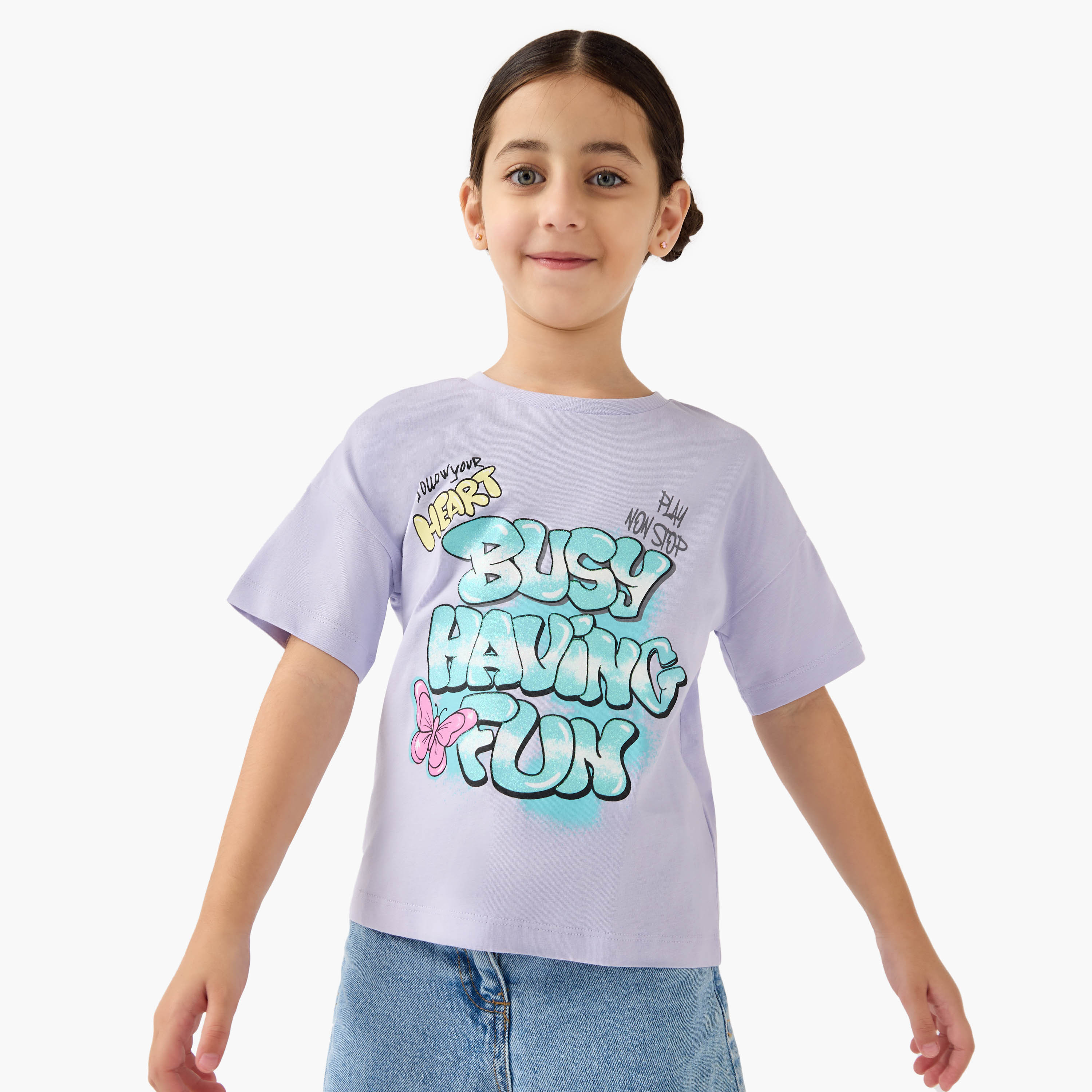 تيشيرت بأكمام قصيرة وطبعات من جونيورز-girls-clothing-tshirts-image-1