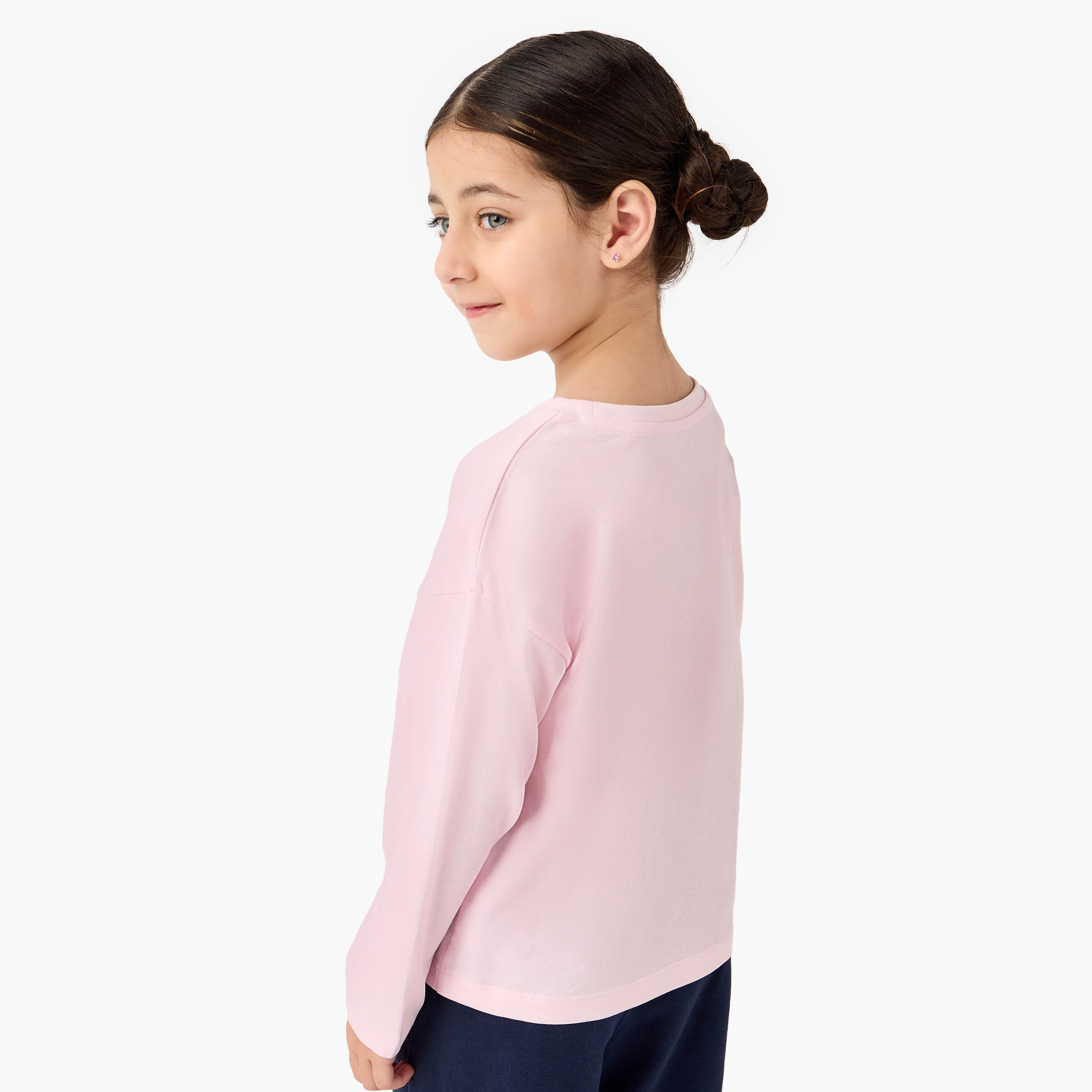 Juniors Teddy Bear Print T-shirt with Long Sleeves-girls-clothing-tshirts-image-3