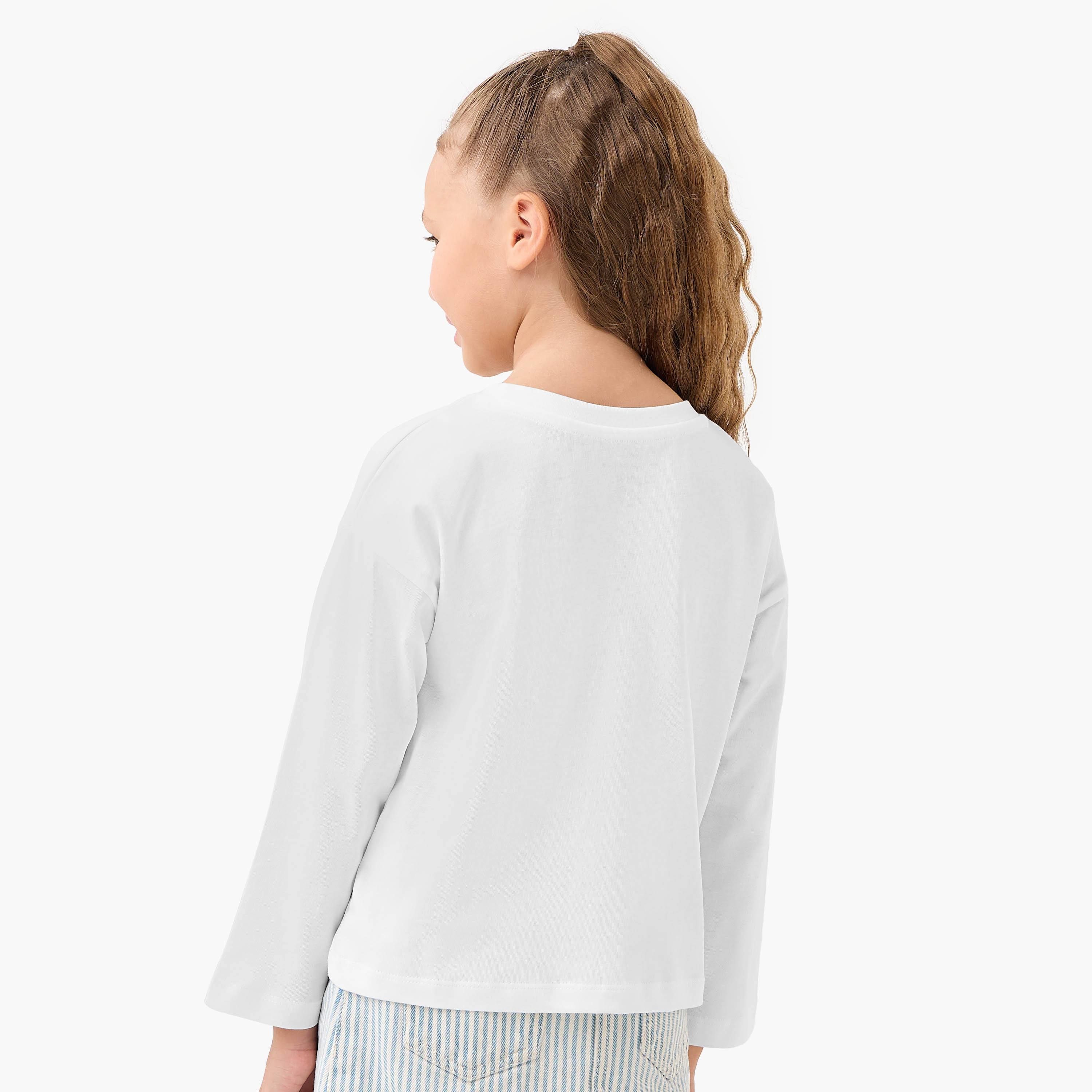 Juniors Graffiti Print Long Sleeve T-shirt with Crew Neck-girls-clothing-tshirts-image-3