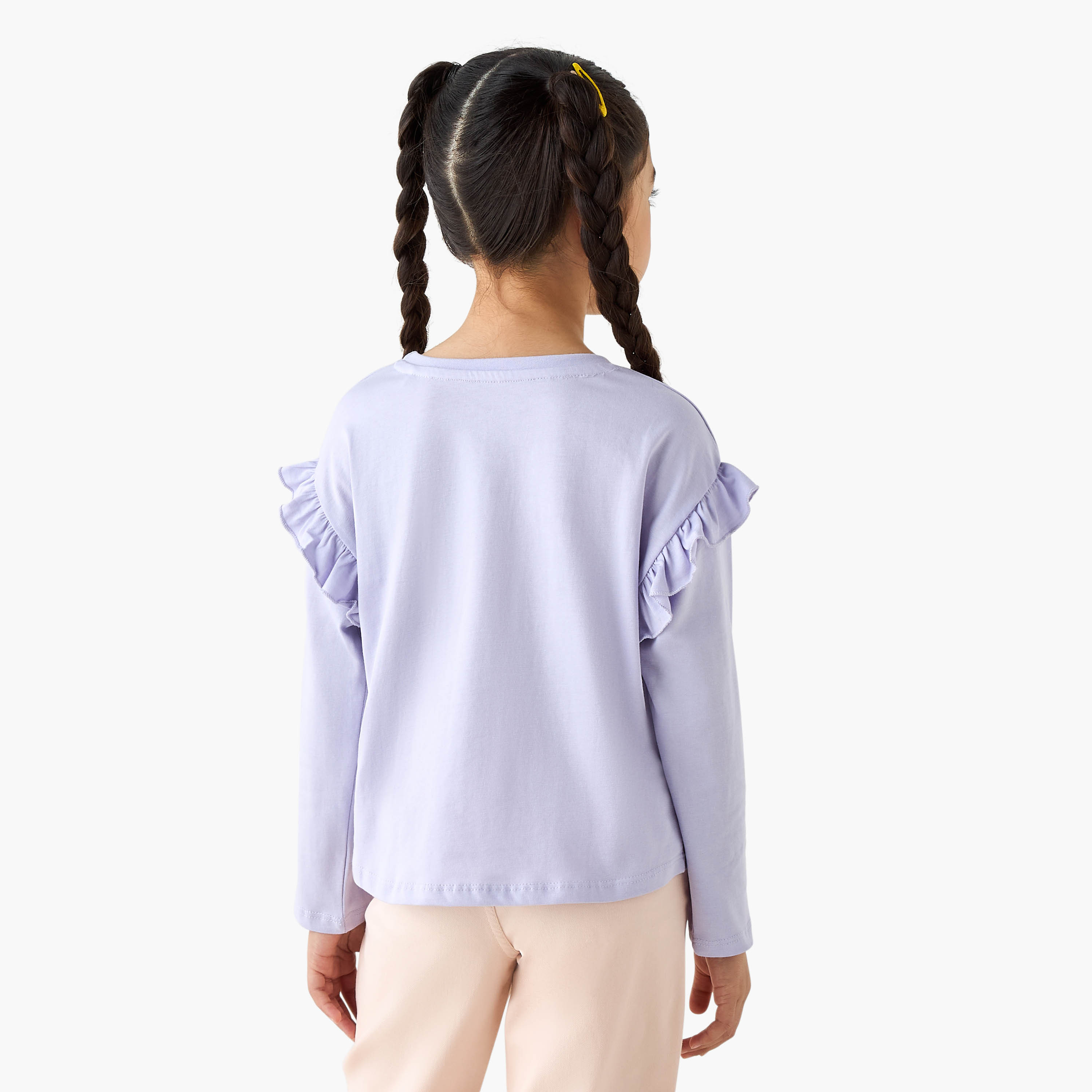 Juniors Printed T-shirt with Long Sleeves-girls-clothing-tshirts-image-3