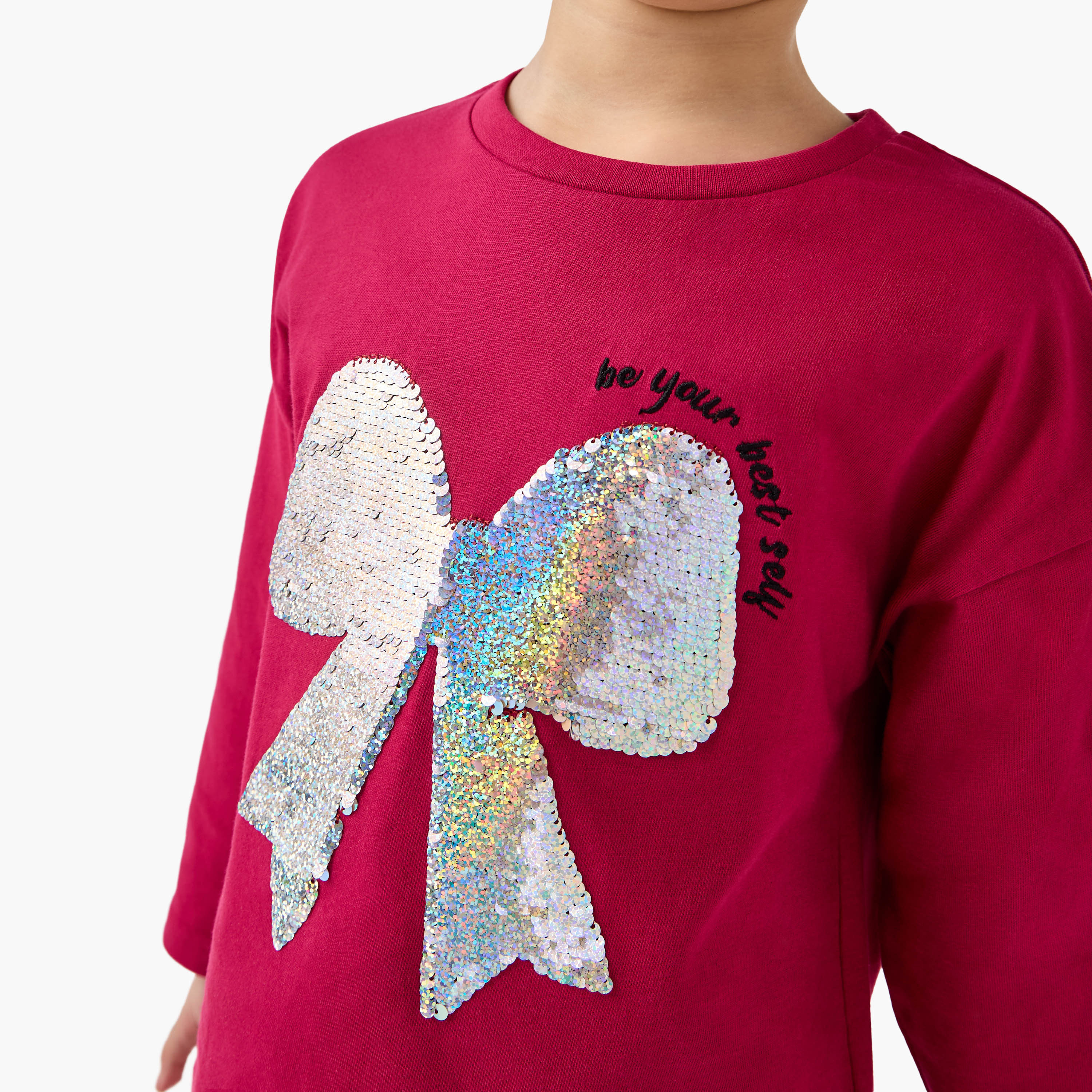 Juniors Embellished Bow T-Shirt with Long Sleeves-girls-clothing-tshirts-image-4