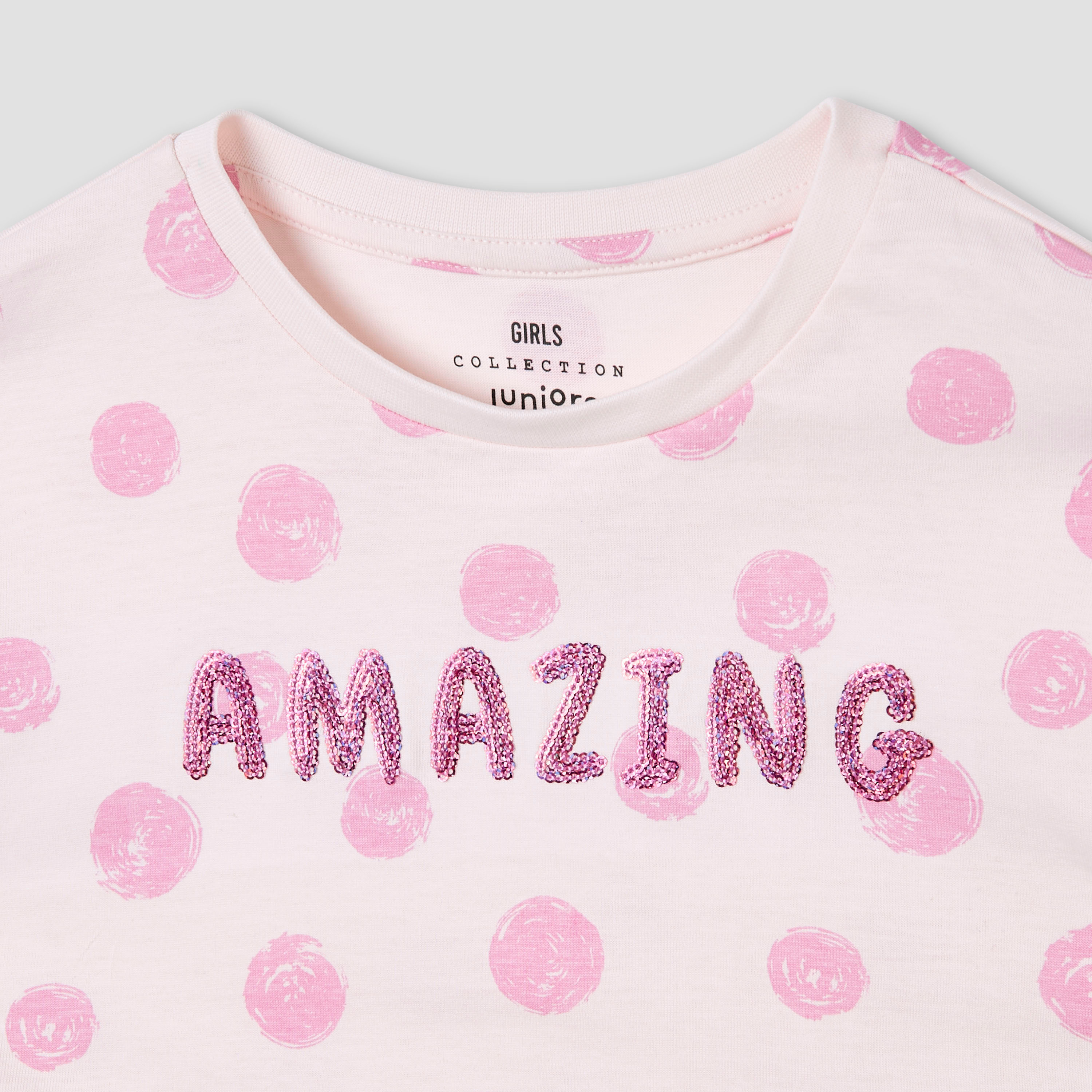 Juniors Printed T-shirt with Long Sleeves-baby-girls-clothing-tshirts-image-3
