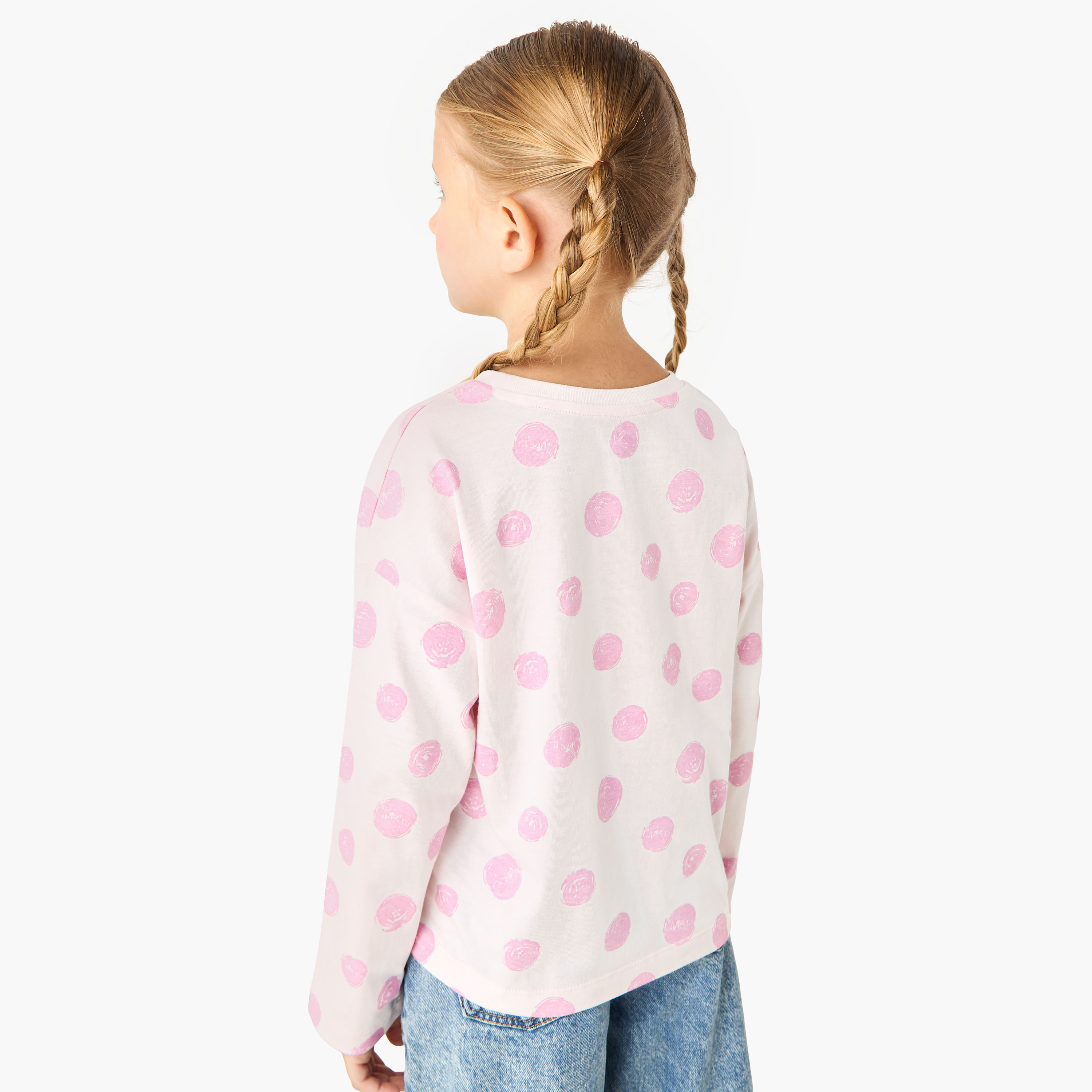 Juniors Printed T-shirt with Long Sleeves-girls-clothing-tshirts-image-3