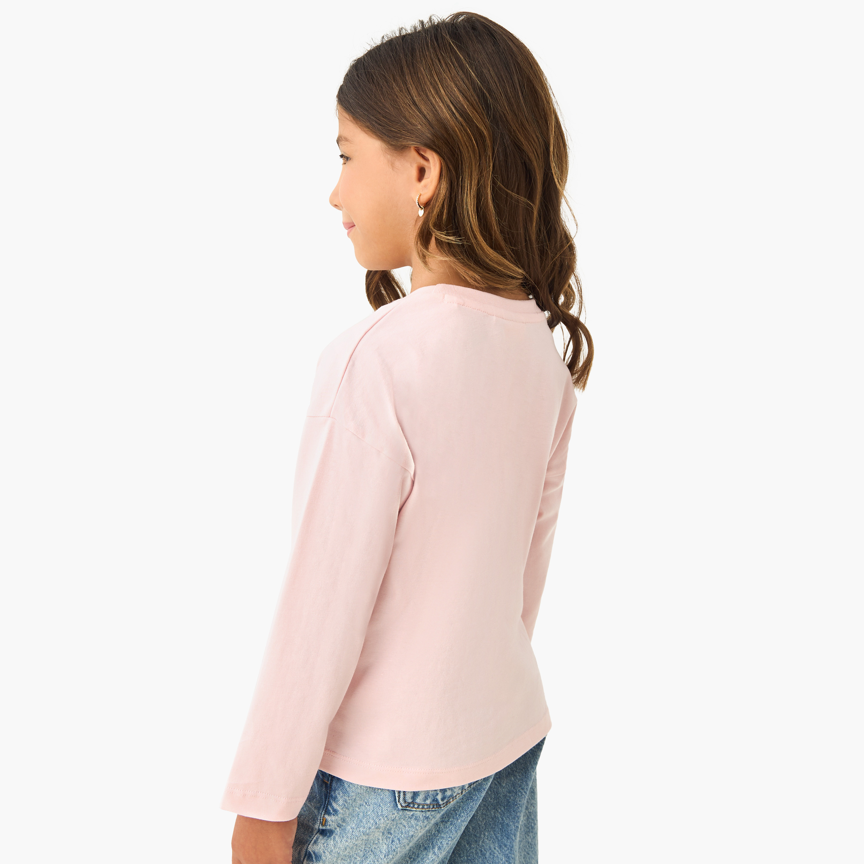 Juniors Printed T-shirt with Long Sleeves-girls-clothing-tshirts-image-3