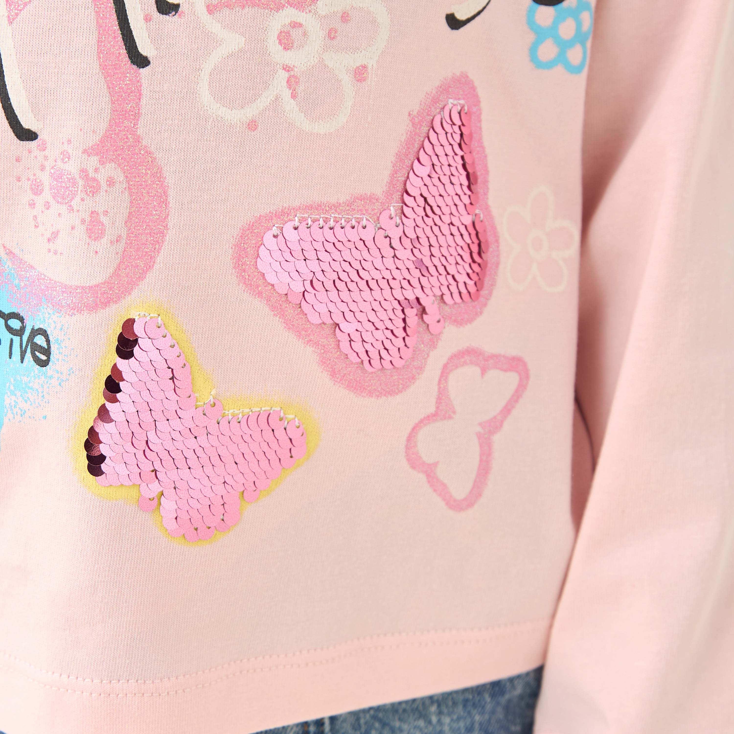 Juniors Printed T-shirt with Long Sleeves-girls-clothing-tshirts-image-5