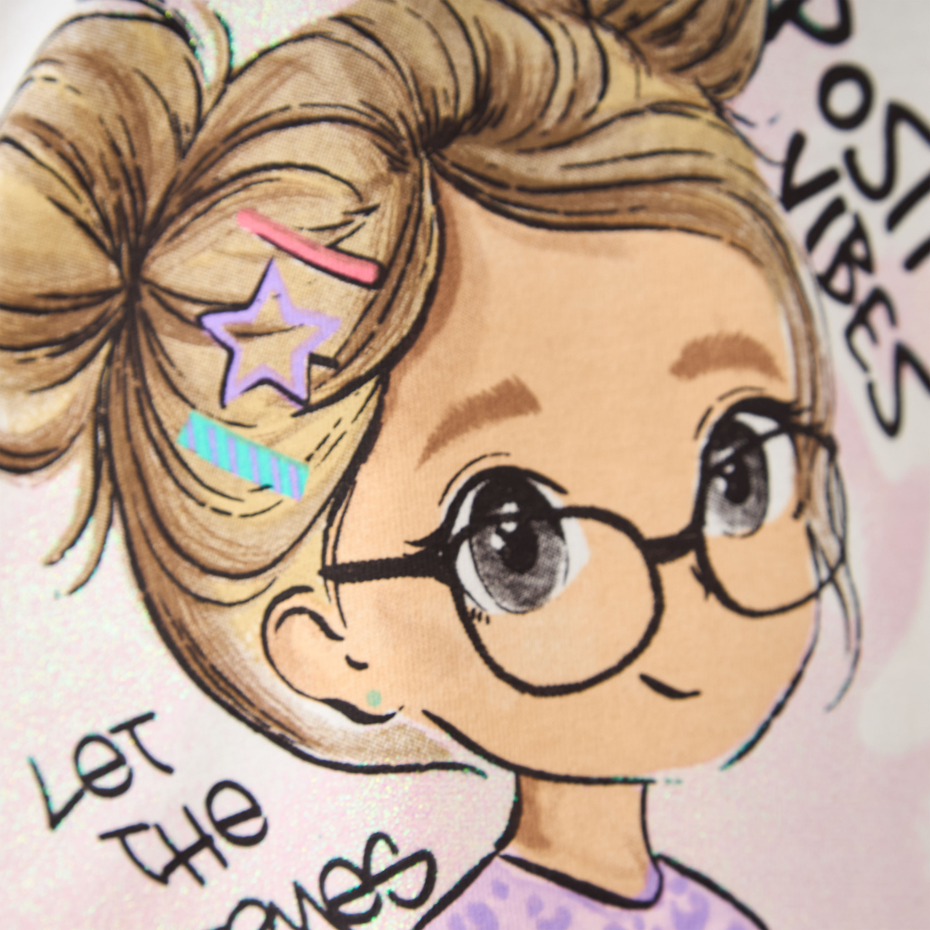 تيشيرت بأكمام طويلة وطبعات جرافيك وياقة ضيقة من جونيورز-girls-clothing-tshirts-image-1