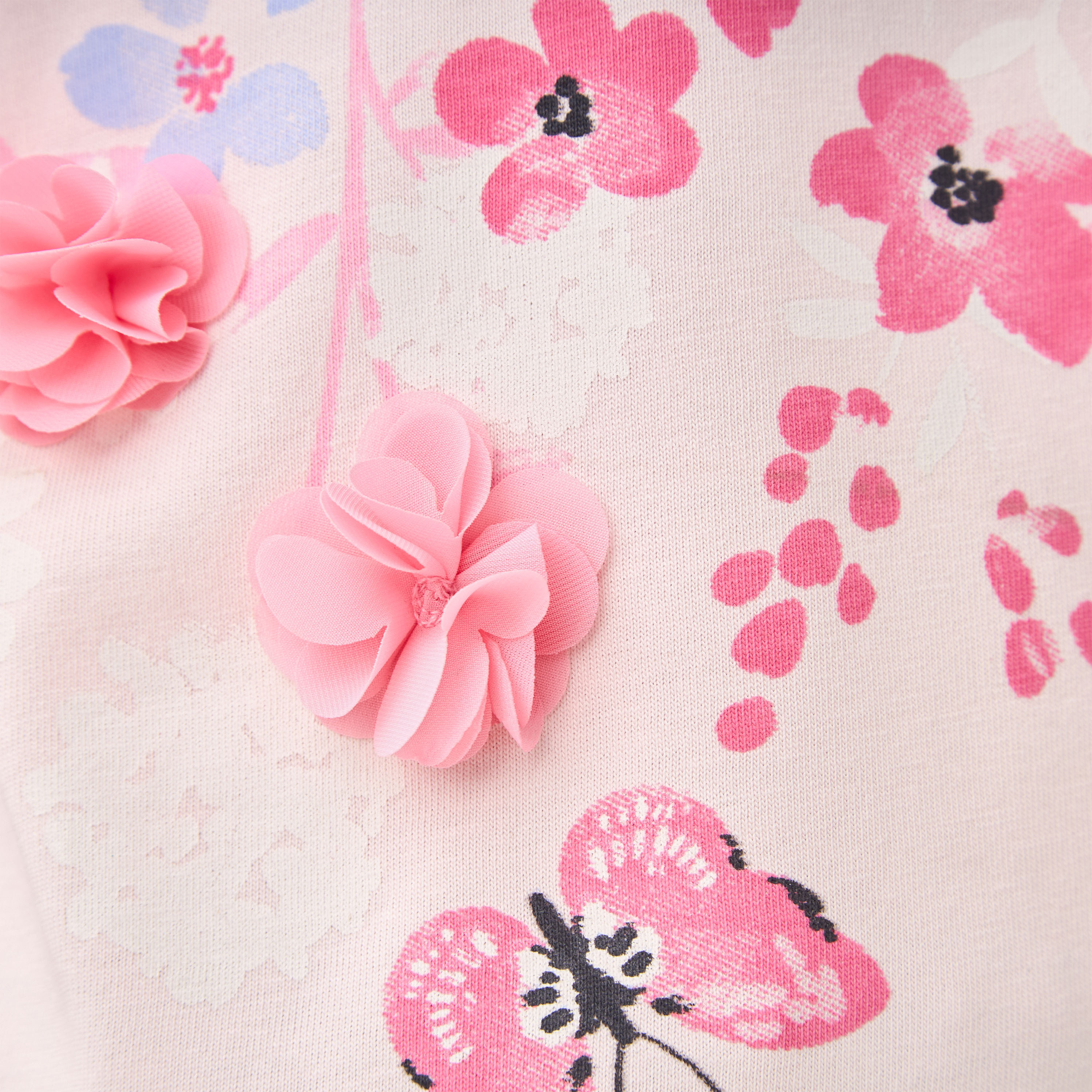 Juniors Crew Neck Long Sleeve T-shirt with Floral Applique-girls-clothing-tshirts-image-5