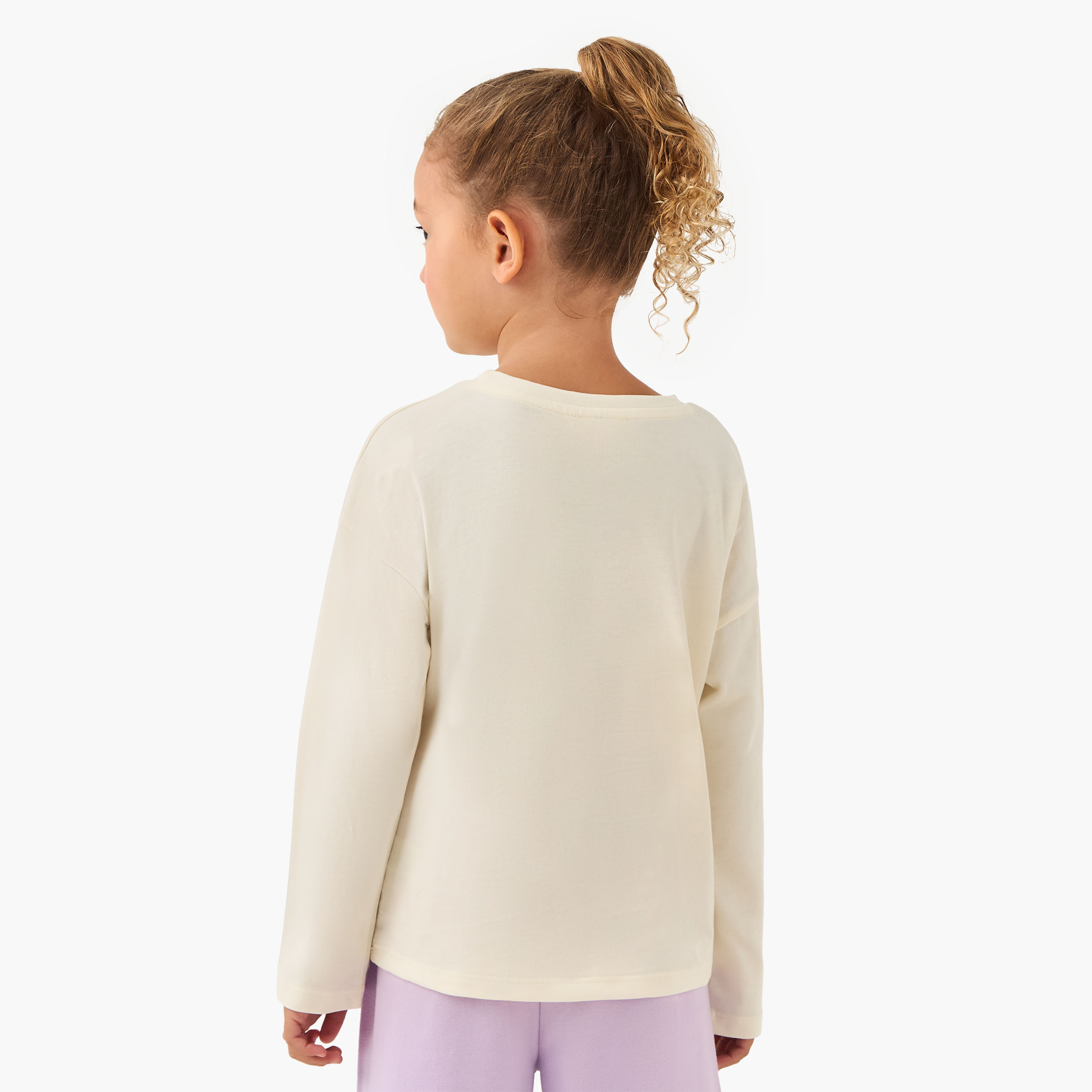 Juniors Round Neck Long Sleeve T-shirt with Embellishment-girls-clothing-tshirts-image-3