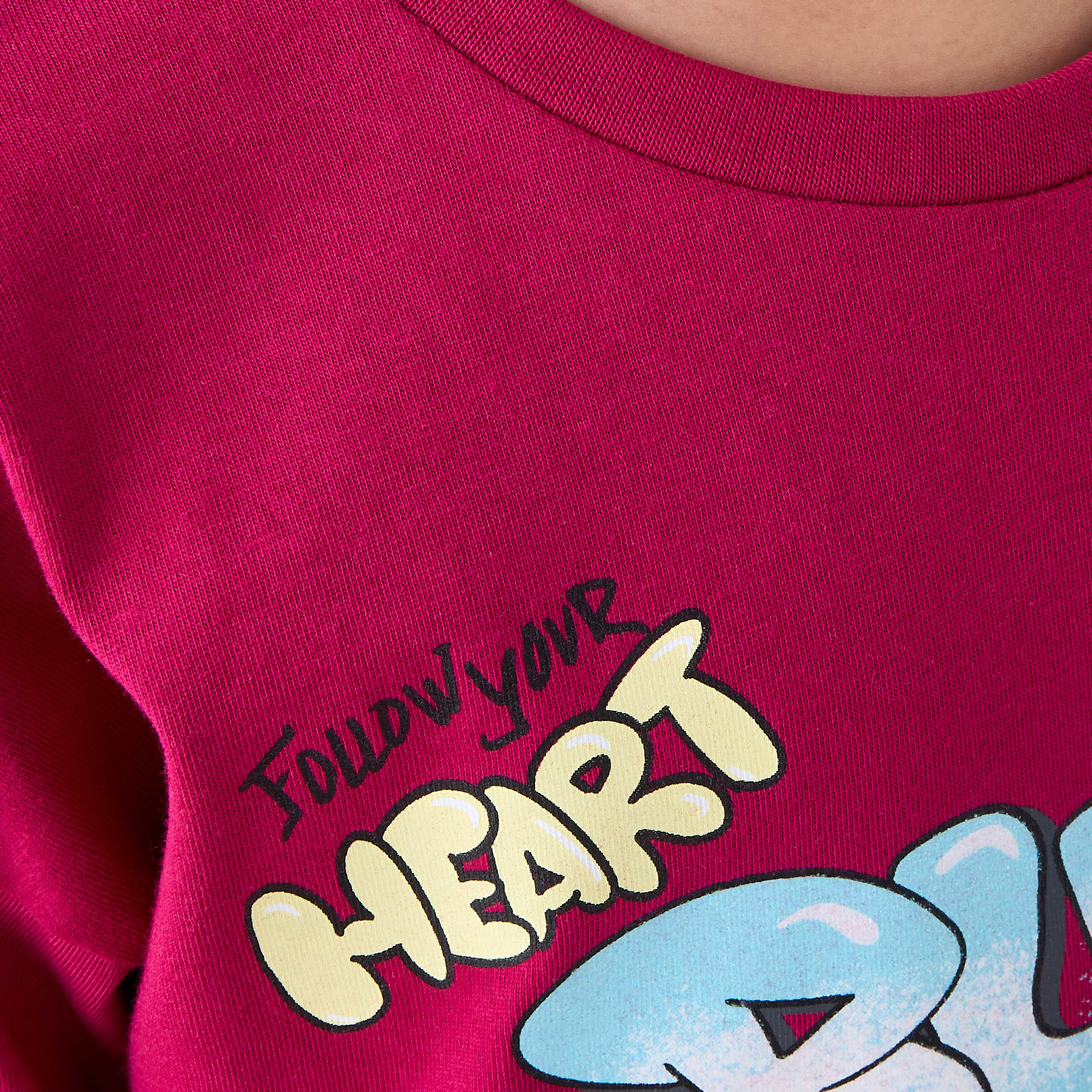 Juniors Slogan Print T-shirt with Long Sleeves-girls-clothing-tshirts-image-5