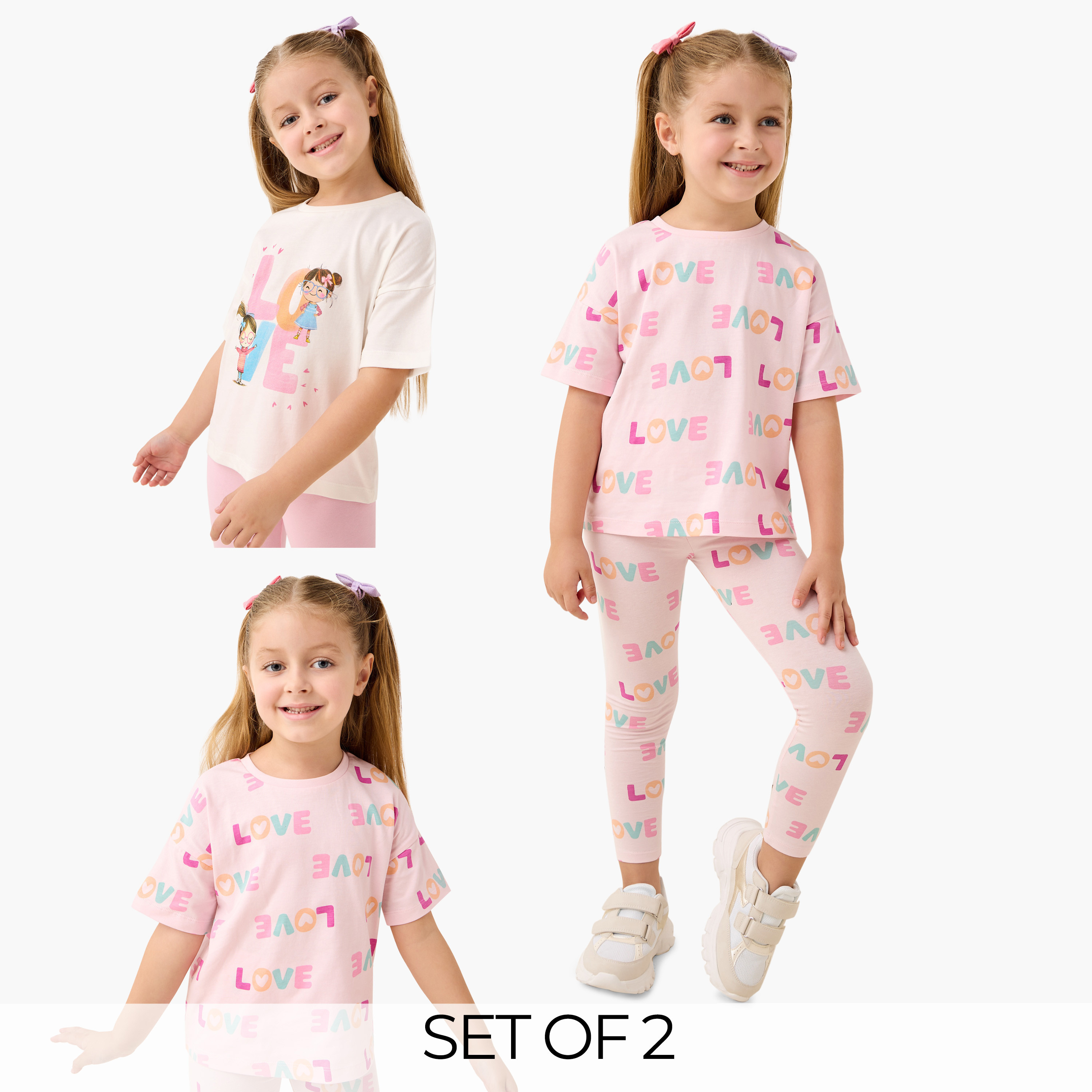 Juniors Printed T-shirt with Short Sleeves - Set of 2-girls-clothing-tshirts-image-1