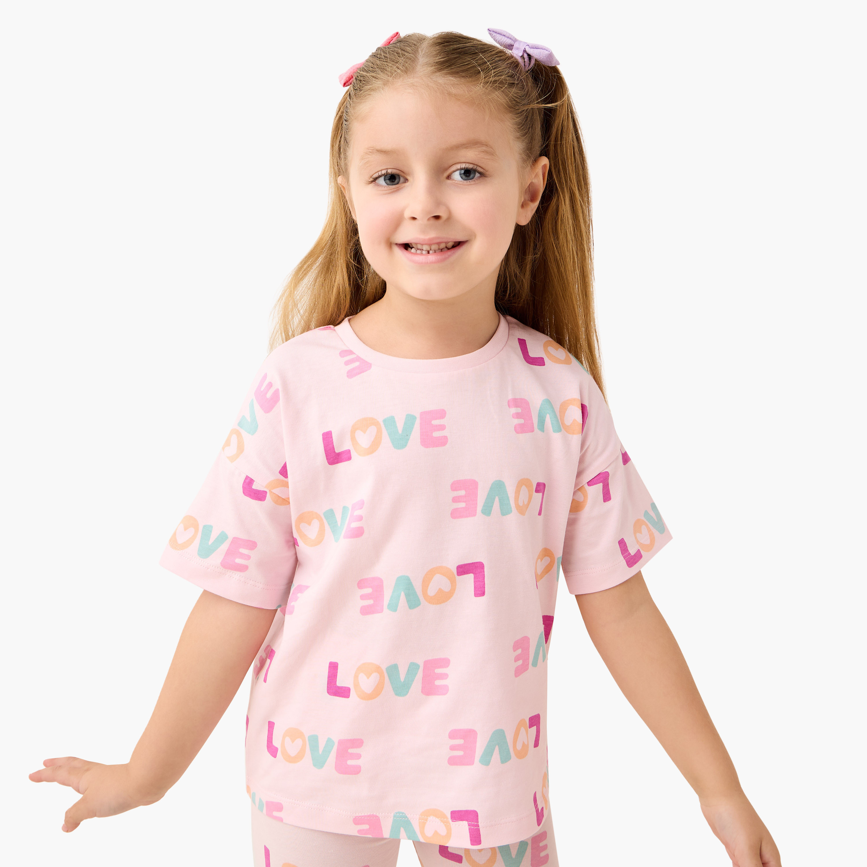Juniors Printed T-shirt with Short Sleeves - Set of 2-girls-clothing-tshirts-image-2