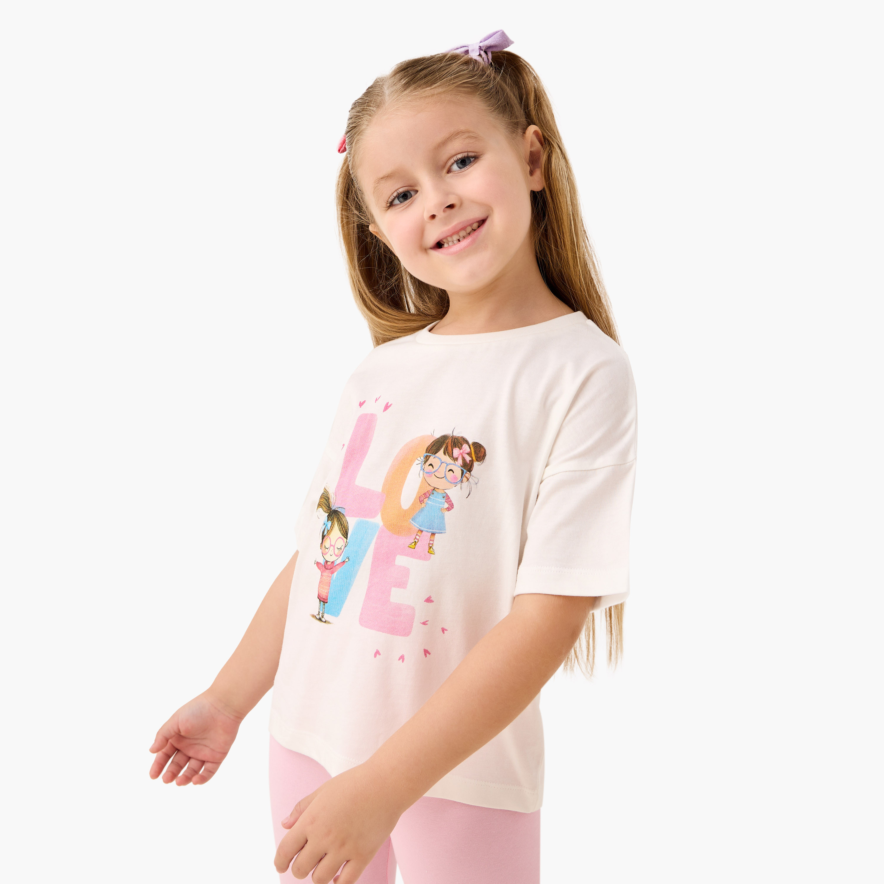 Juniors Printed T-shirt with Short Sleeves - Set of 2-girls-clothing-tshirts-image-3