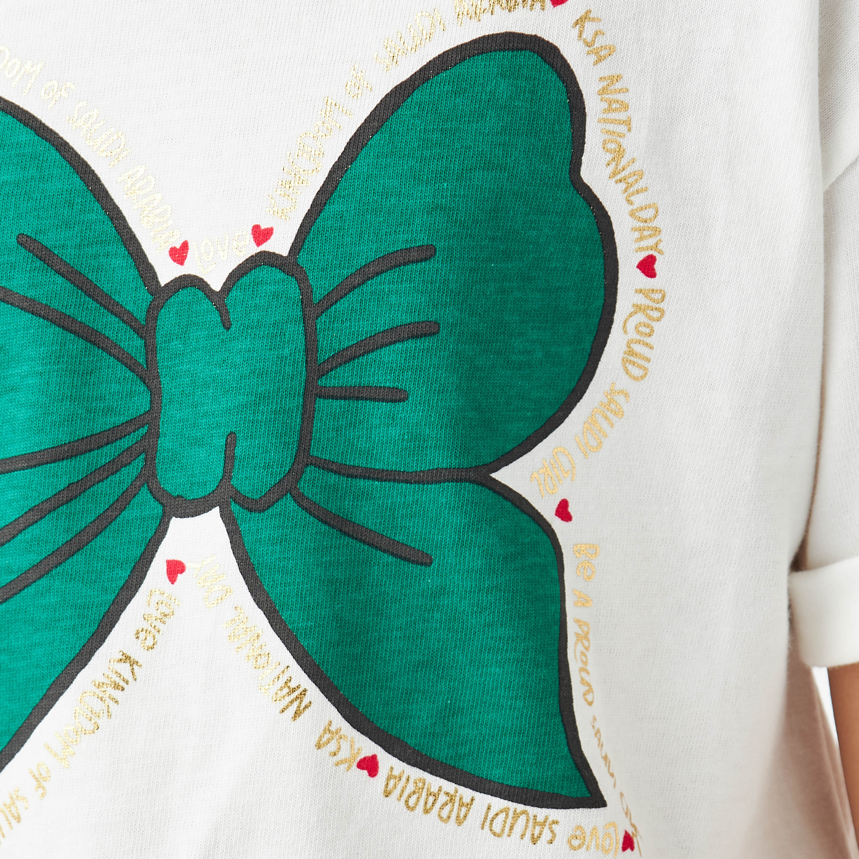 تيشيرت بطبعات اليوم الوطني السعودي وأكمام قصيرة من جونيورز-girls-clothing-tshirts-image-5