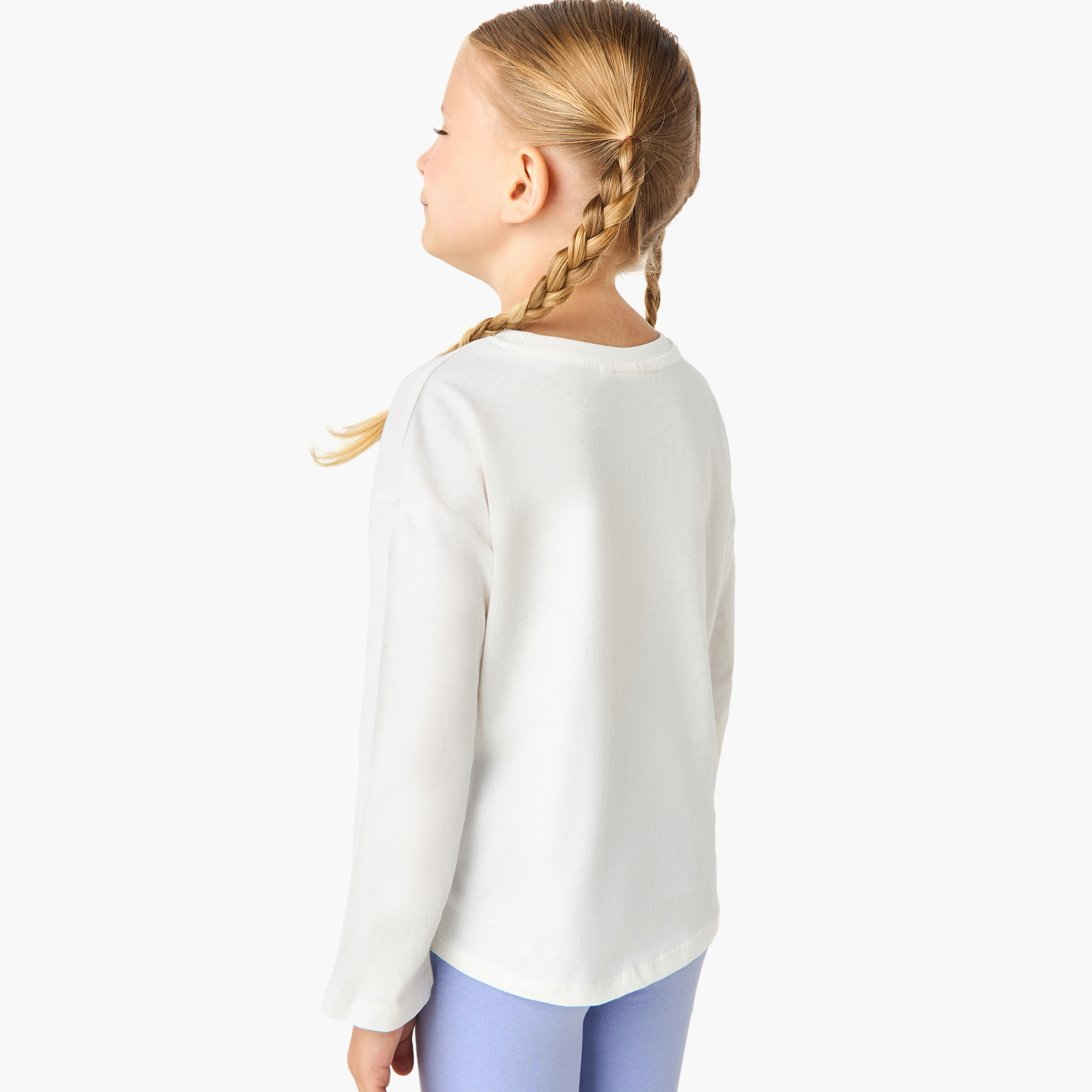 Juniors Girls Crew Neck T-shirt with Cat Print - Cotton - Long Sleeves-girls-clothing-tshirts-image-3