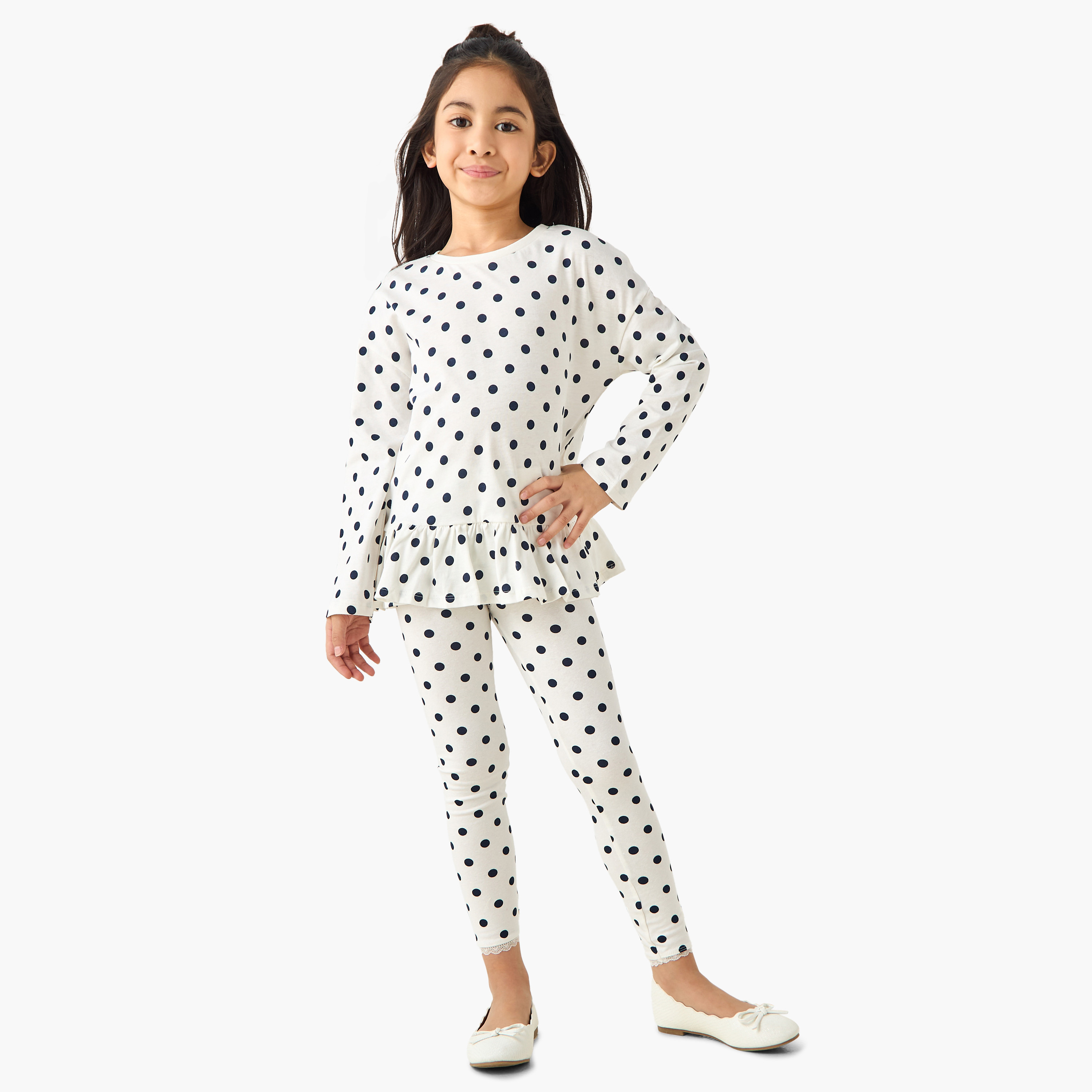 Juniors Girls Crew Neck Top with Assorted Print - Cotton - Long Sleeves - Set of 2-girls-clothing-multipacks-image-2
